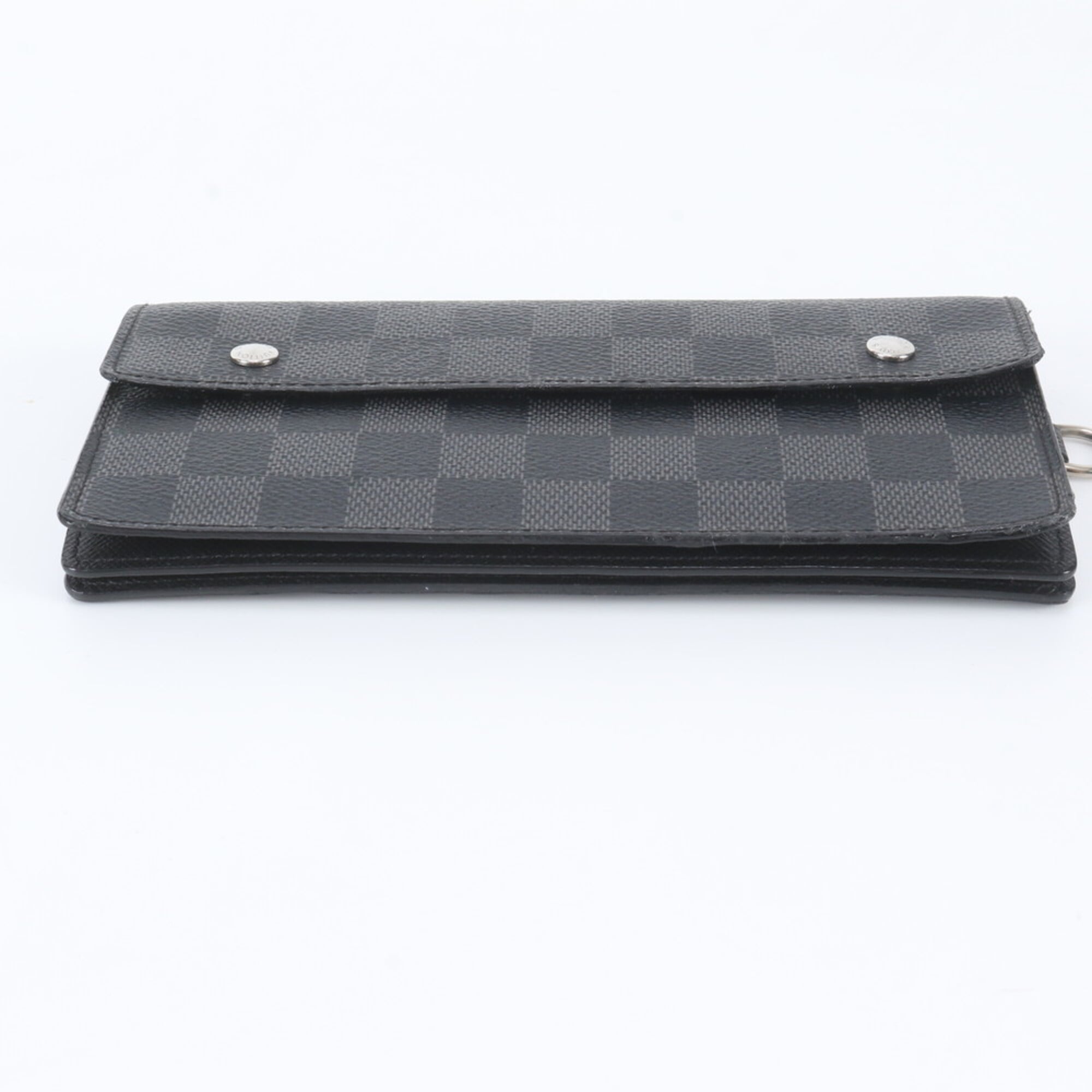 Louis Vuitton Black Leather Coated Canvas Long Wallet (Bi-Fold) (Pre-Owned)