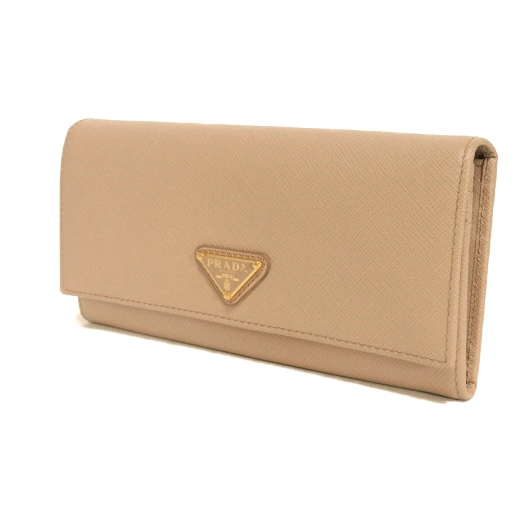 Prada Beige Saffiano Lux Long Wallet (Bi-Fold) (Pre-Owned)