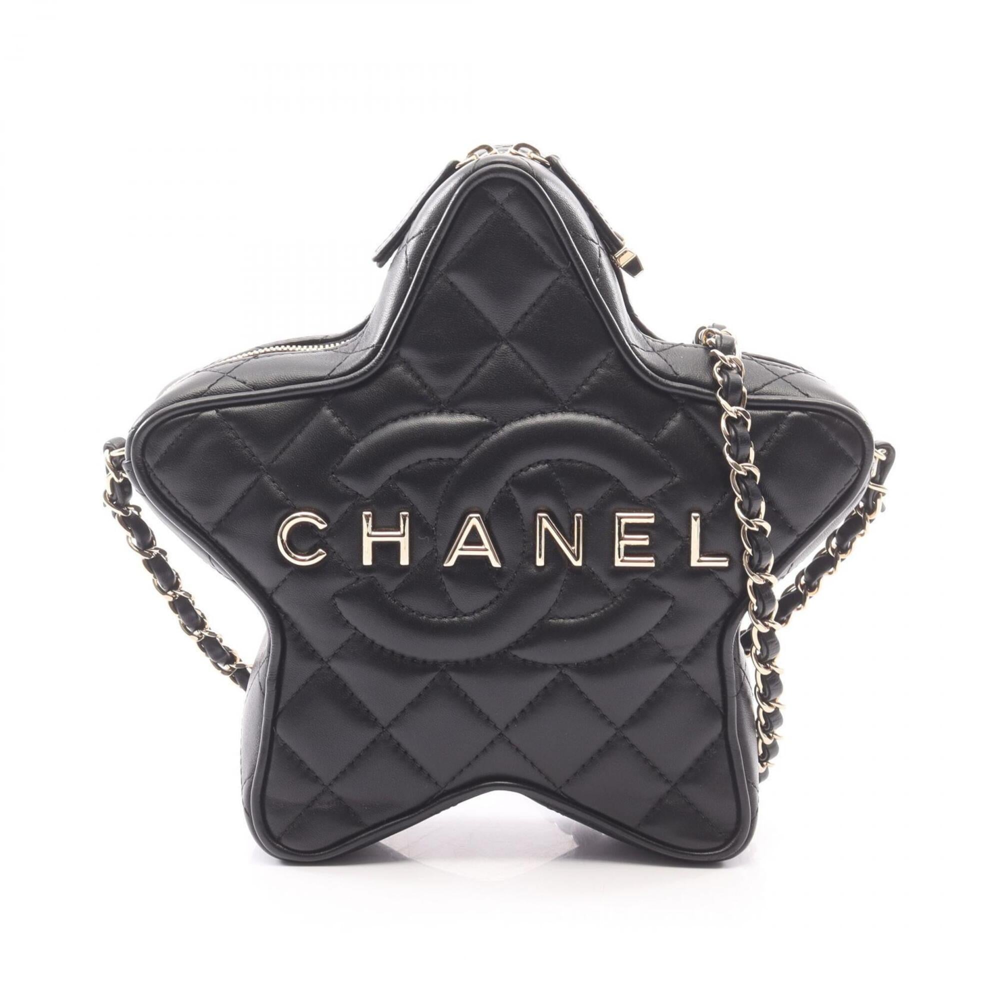Chanel Black Leather Handbag Shoulder Bag (Pre-Owned)