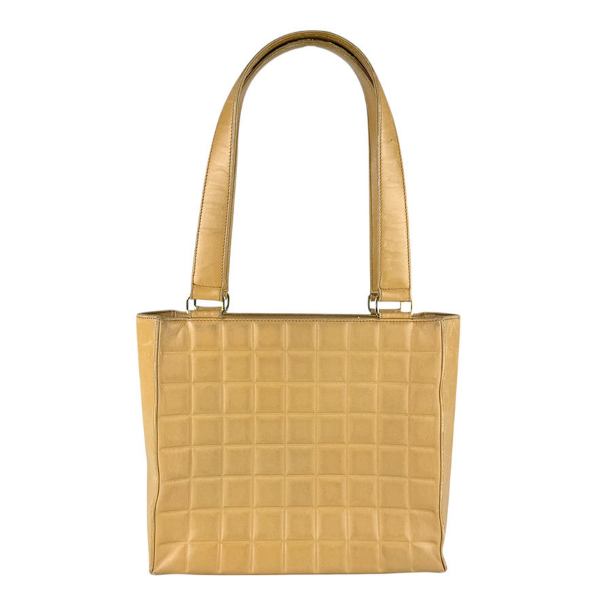 Chanel Beige Leather Shoulder Bag Tote Bag (Pre-Owned)