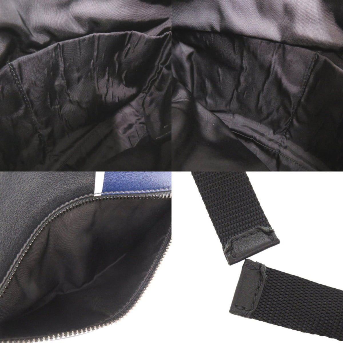 Prada Black Blue Leather Shoulder Bag (Pre-Owned)