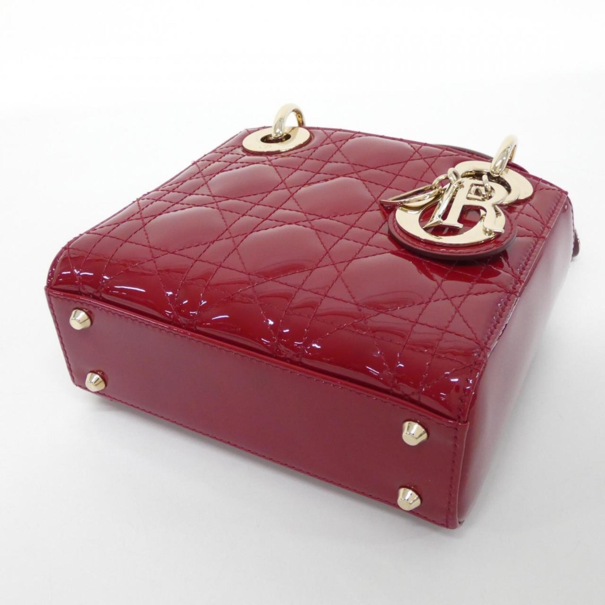 Christian Dior Lady Dior Cherry Red Leather Handbag (Pre-Owned)