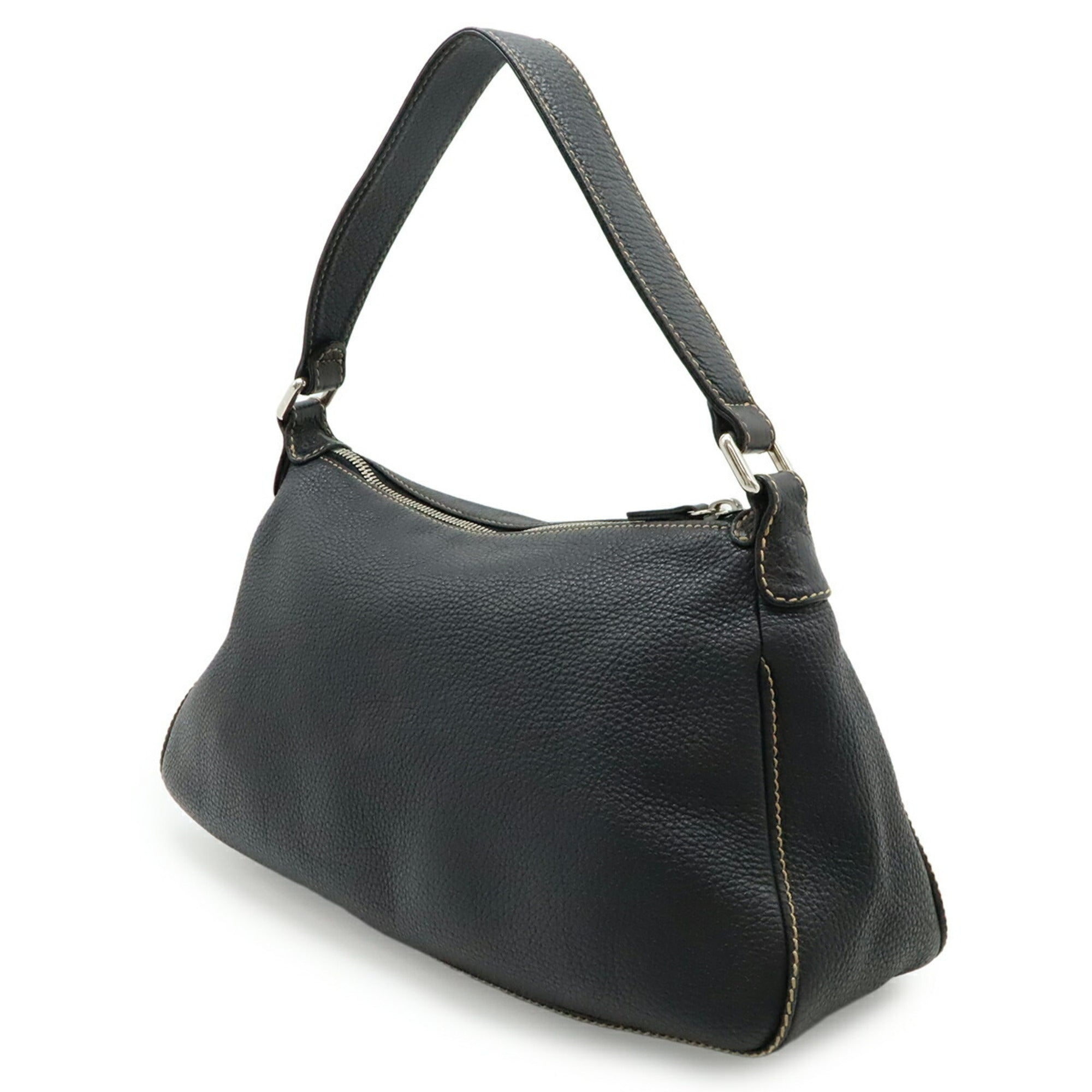 Chanel Black Leather Handbag Shoulder Bag (Pre-Owned)