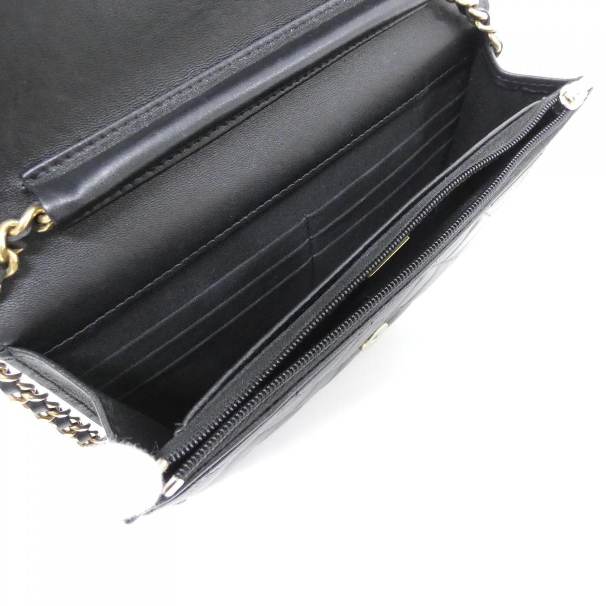 Chanel Black Leather Chain/Shoulder Wallet (Pre-Owned)
