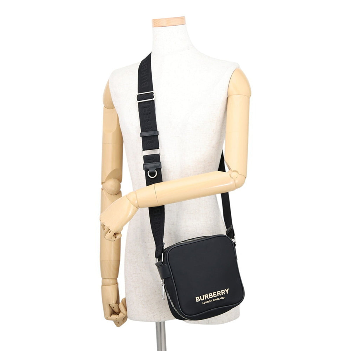 Burberry Black Nylon Leather Handbag Shoulder Bag (Pre-Owned)