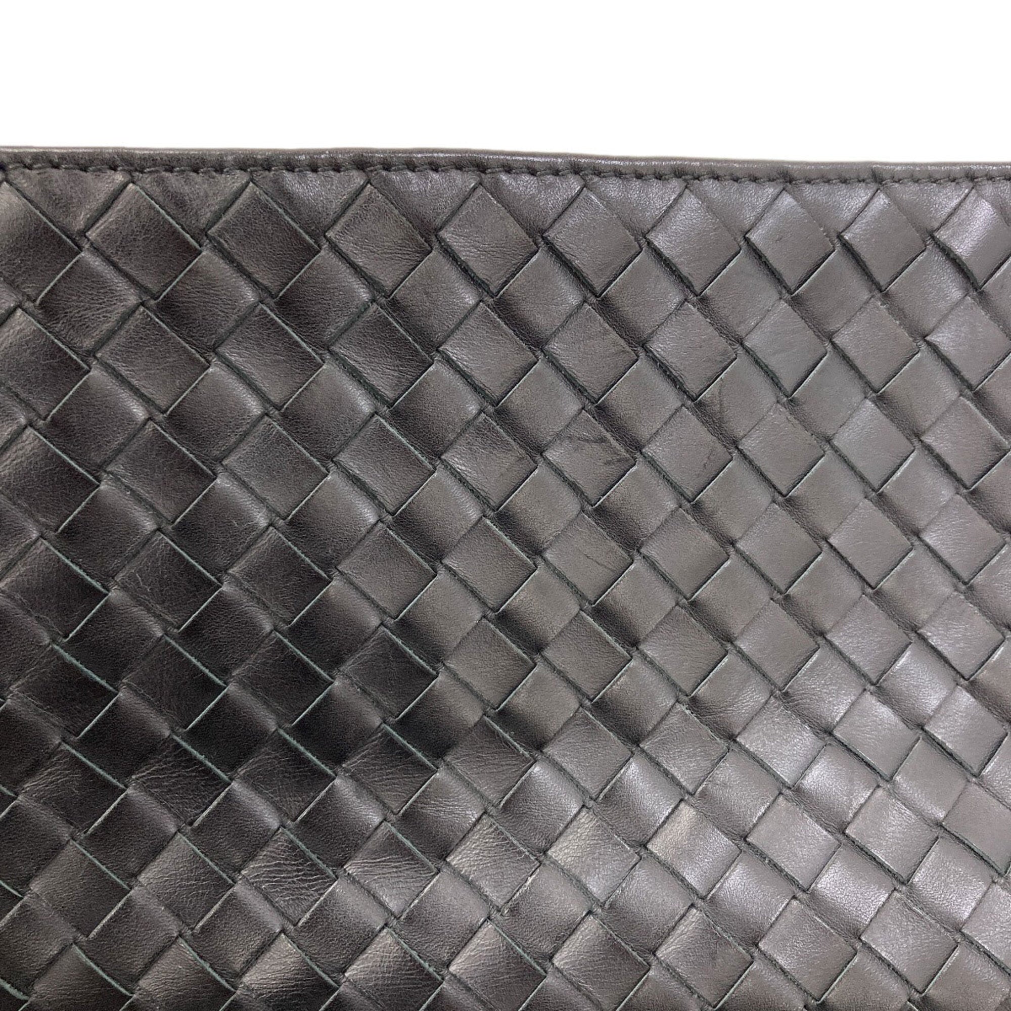 Bottega Veneta Intrecciato Black Leather Shoulder Bag (Pre-Owned)
