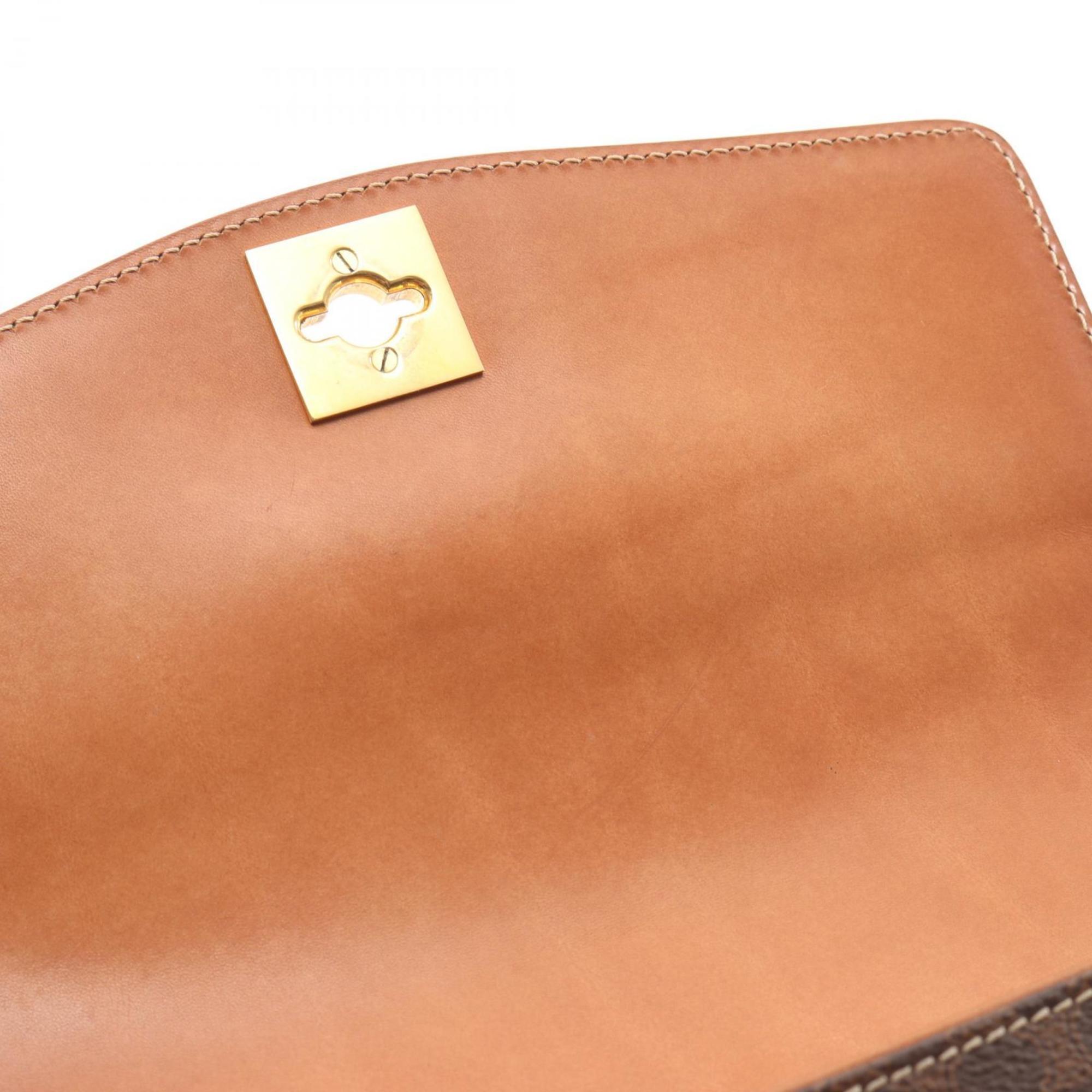 Celine Brown Coated Canvas Leather Handbag Shoulder Bag (Pre-Owned)