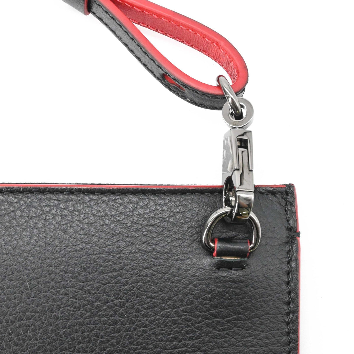 Christian Louboutin Black Red Color Leather Handbag Shoulder Bag (Pre-Owned)