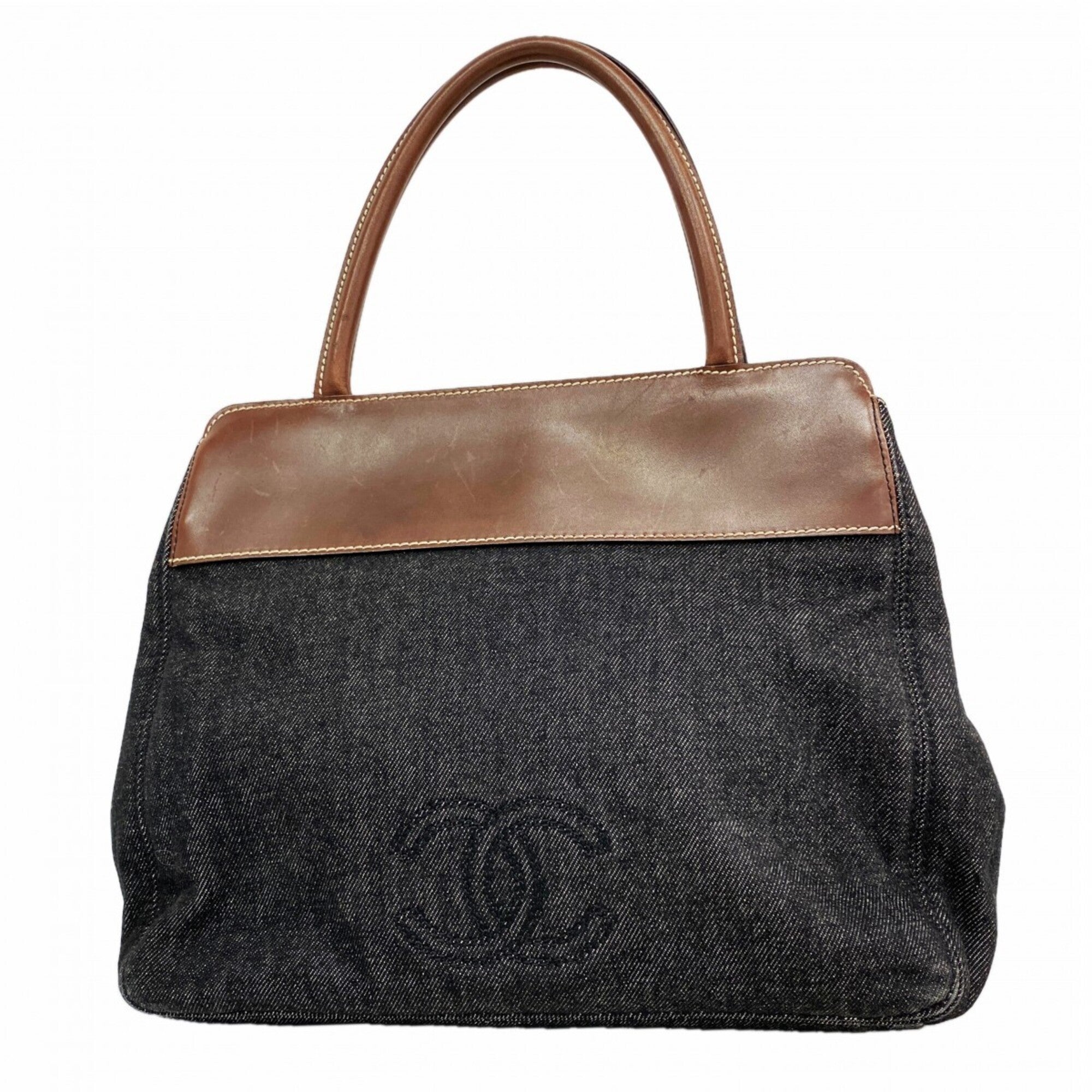 Chanel Black Brown Denim Tote Bag (Pre-Owned)