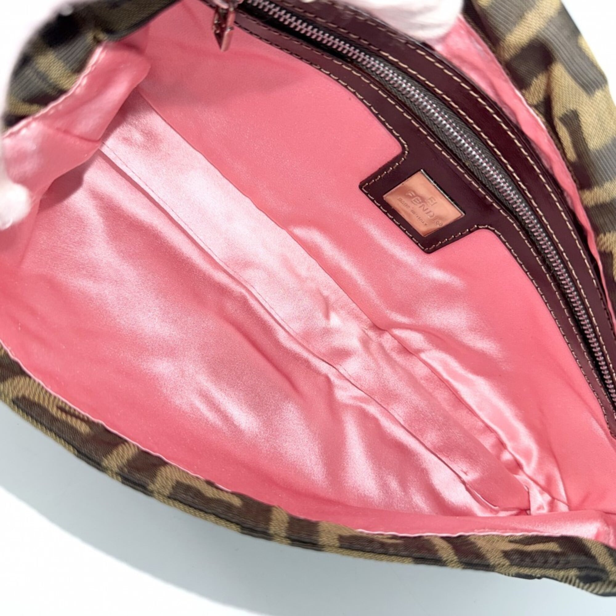 Fendi Brown Pink Nylon Canvas Handbag (Pre-Owned)