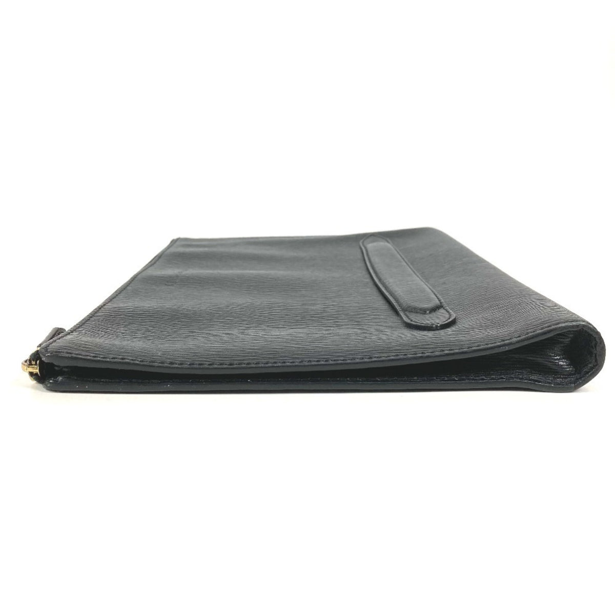 Salvatore Ferragamo Black Leather Clutch Bag Handbag Pouch (Pre-Owned)