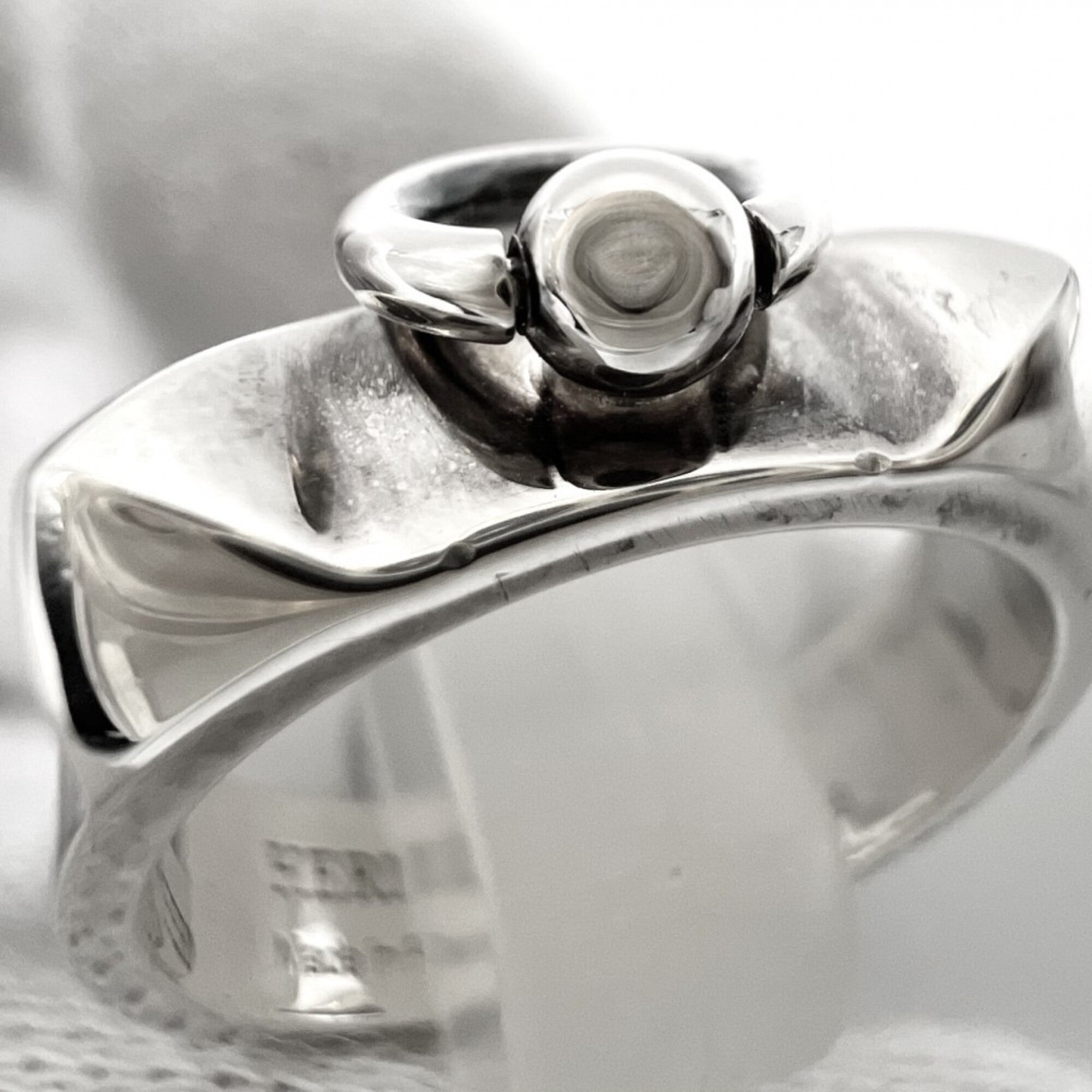 Hermes Silver Silver 925 Band Ring (Pre-Owned)