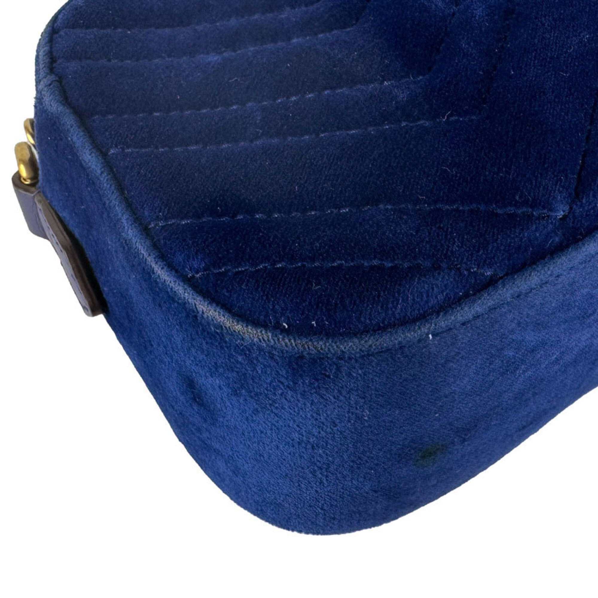 Gucci Dark Blue Velvet Shoulder Bag (Pre-Owned)