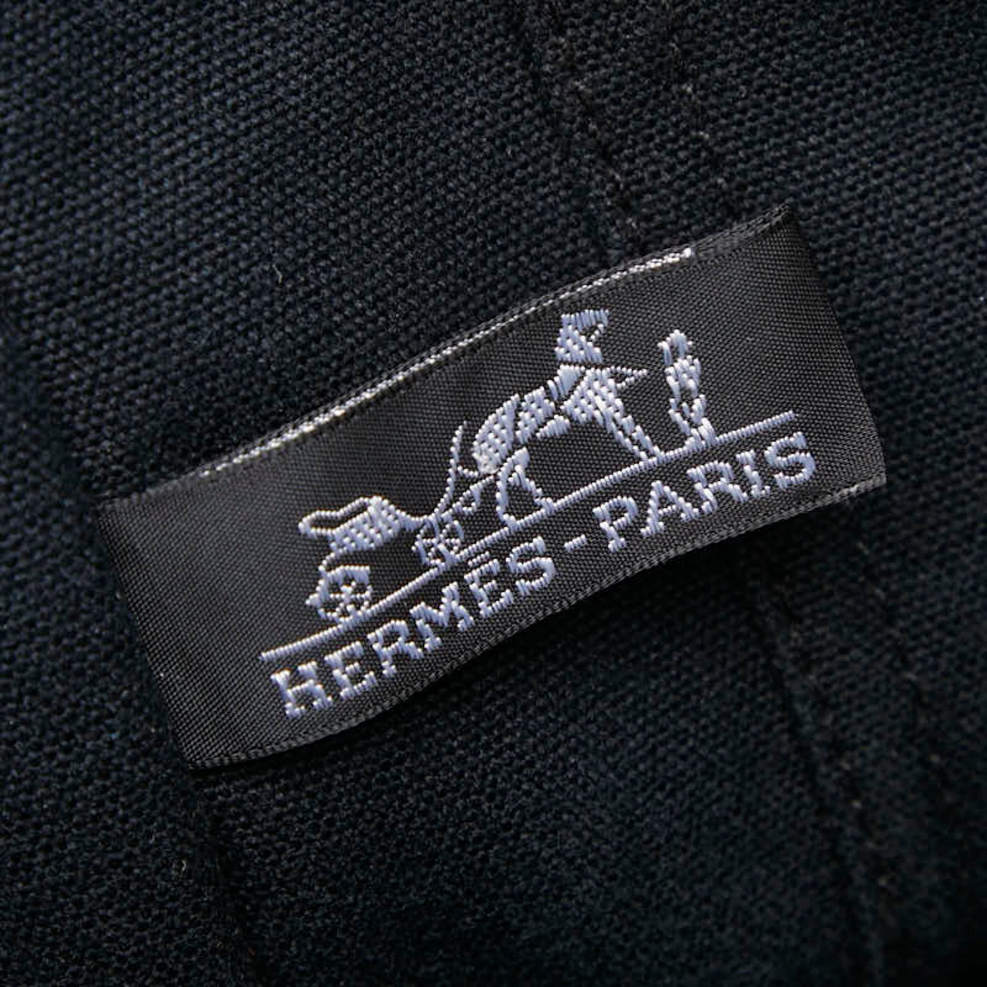 Hermes Black Gray Canvas Handbag Tote Bag (Pre-Owned)