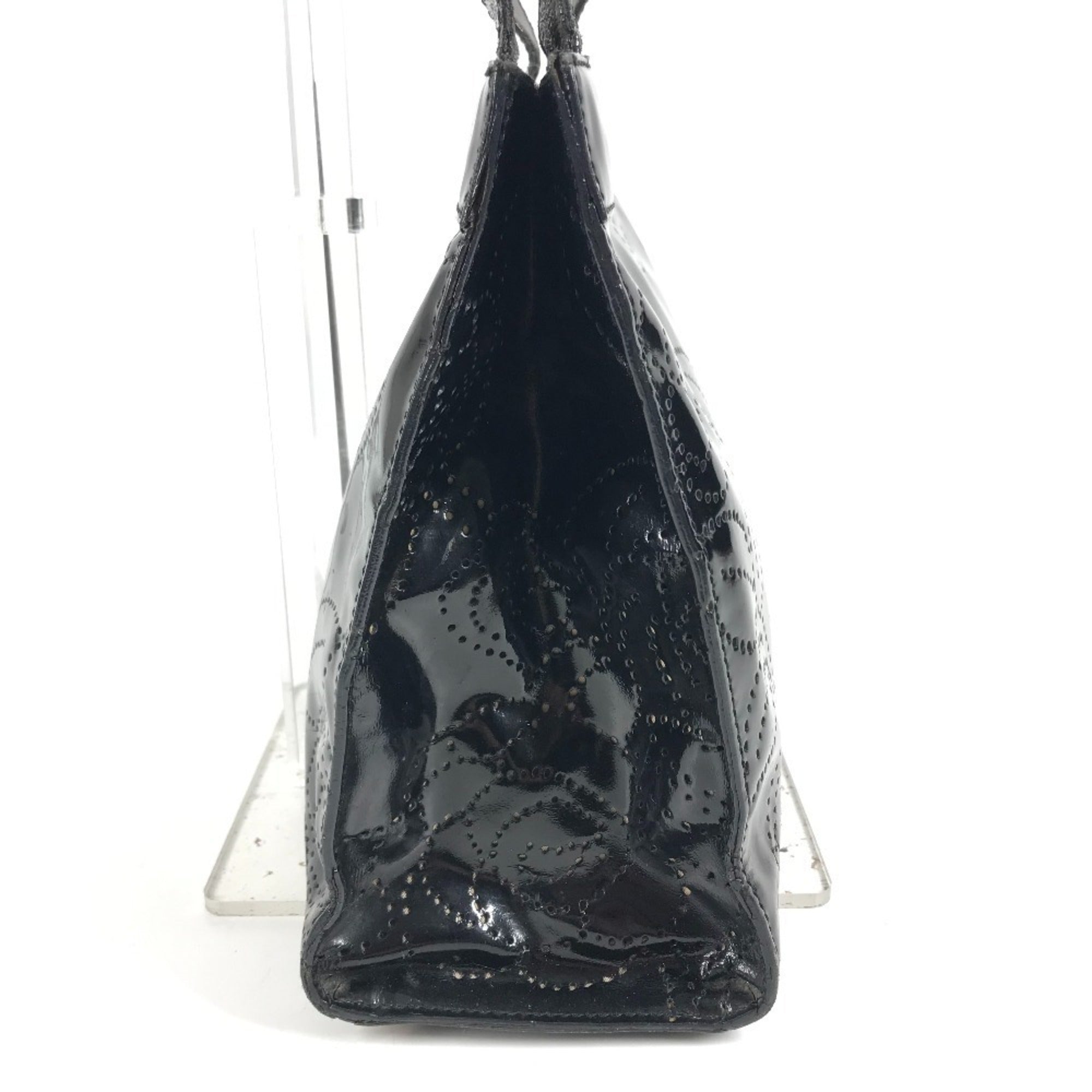 Chanel Camellia Black Patent Leather Handbag Shoulder Bag Tote Bag (Pre-Owned)