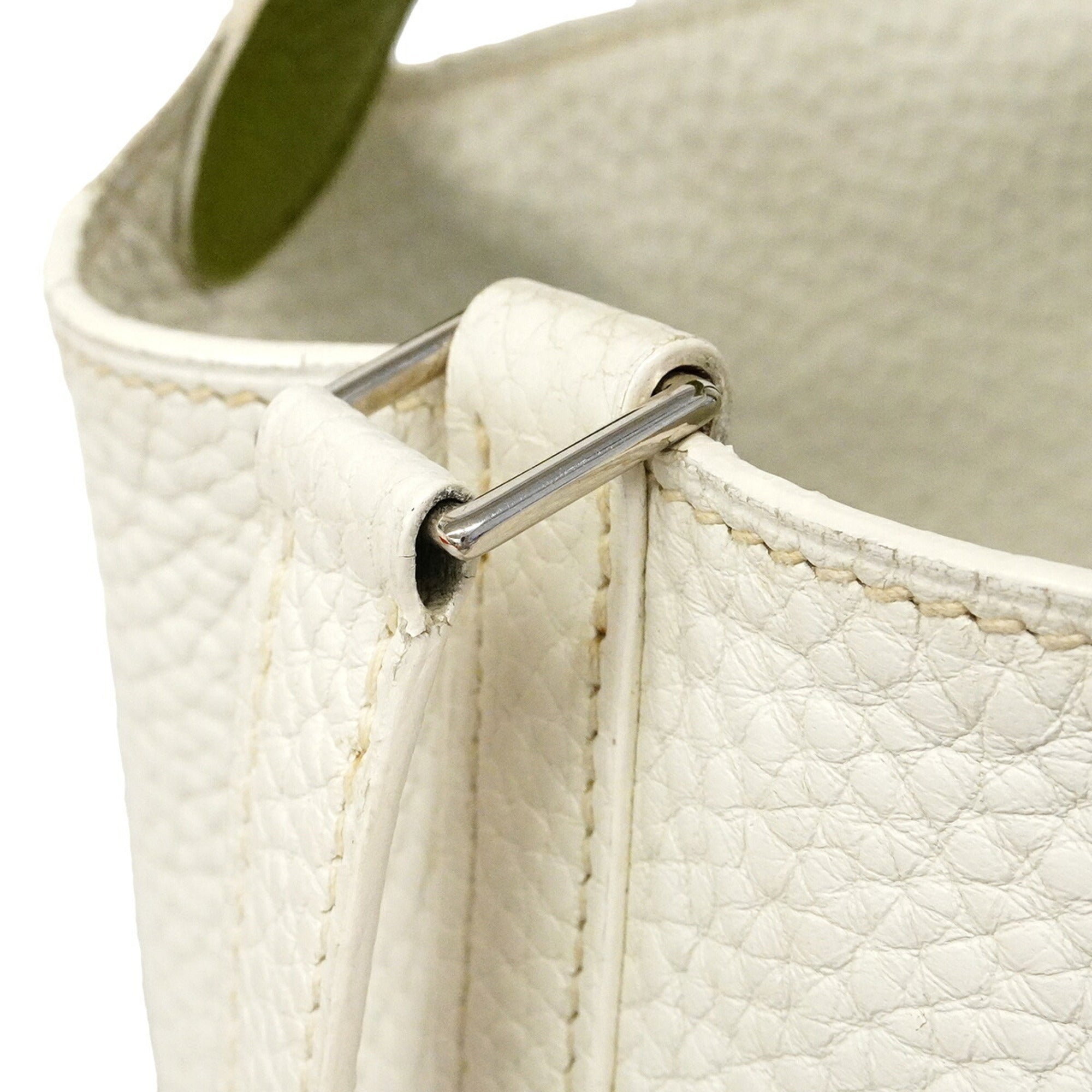 Hermes Anis Green White Taurillon Clemence Leather Handbag (Pre-Owned)