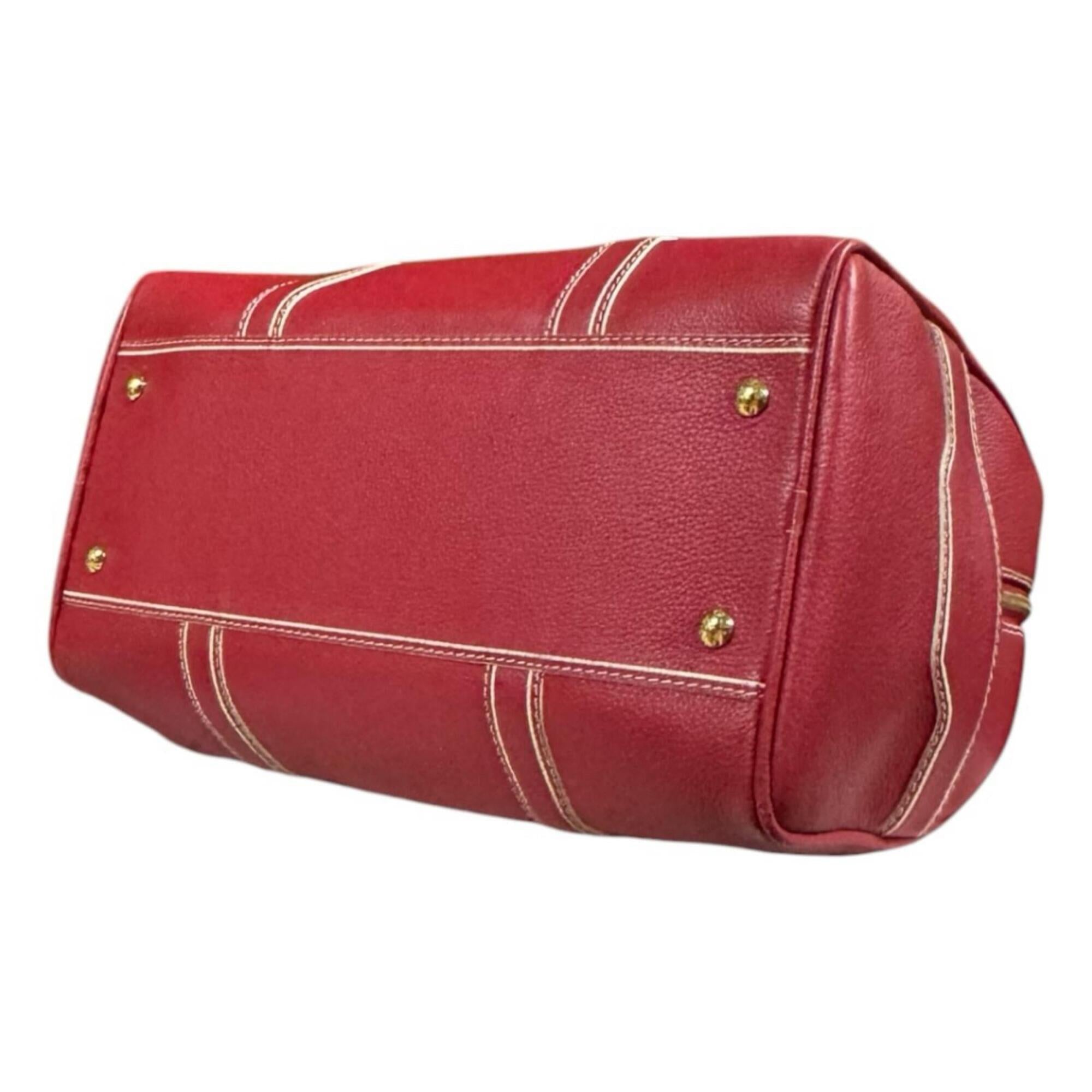 Louis Vuitton Red Color Leather Boston Bag (Pre-Owned)