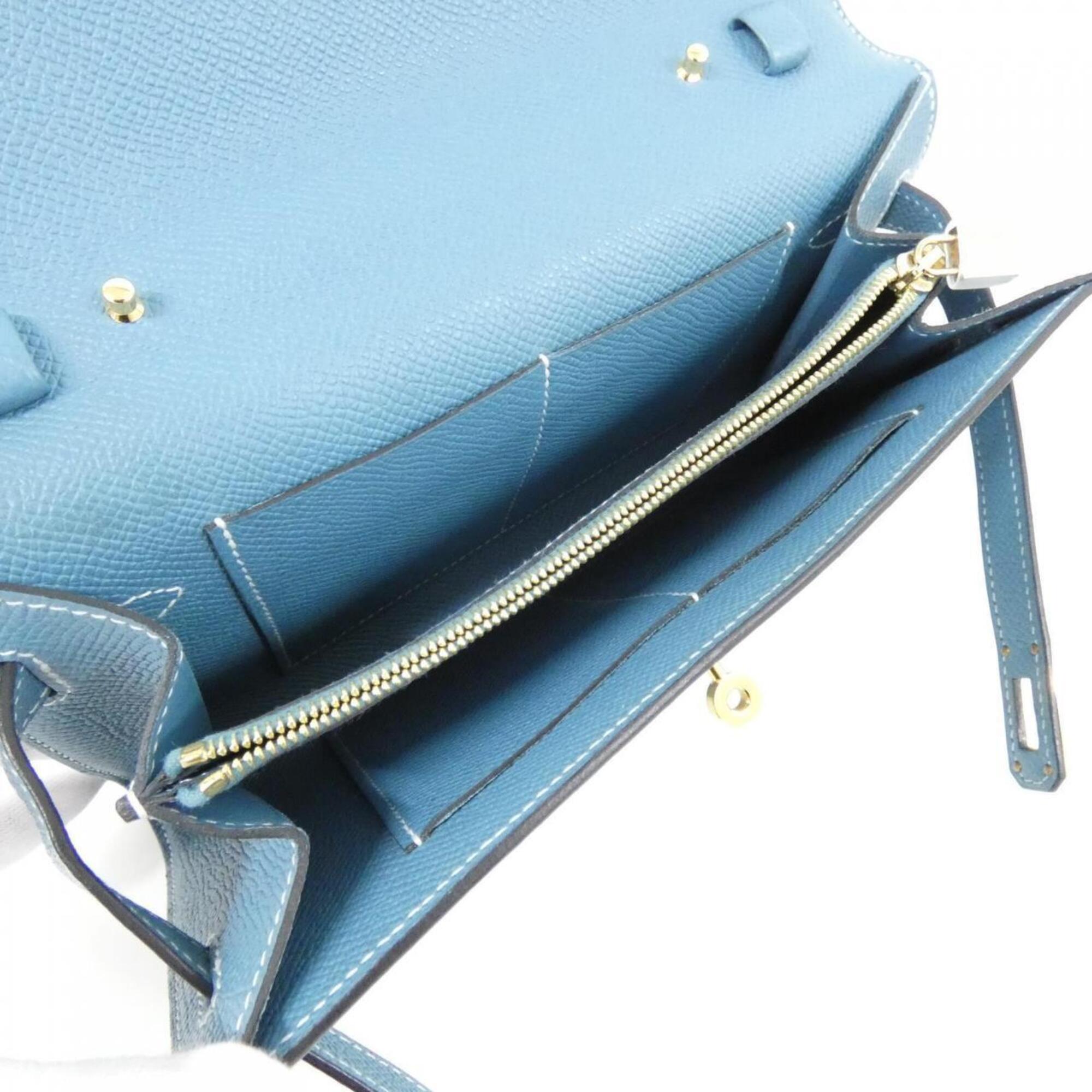 Hermes Blue Blue Jean Epsom Leather Chain/Shoulder Wallet (Pre-Owned)