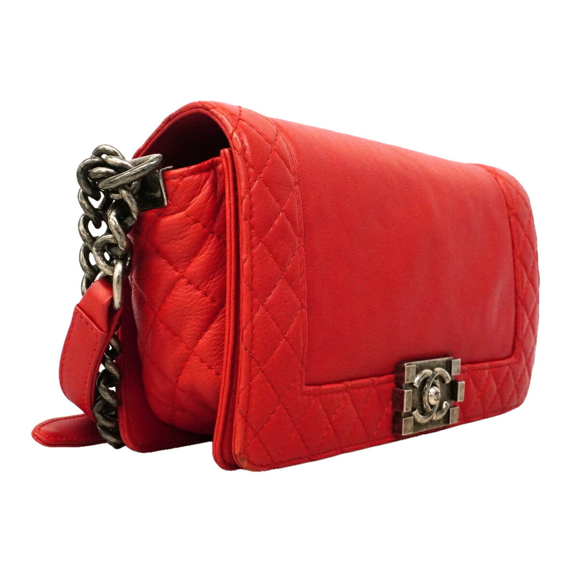 Chanel Red Color Leather Shoulder Bag (Pre-Owned)