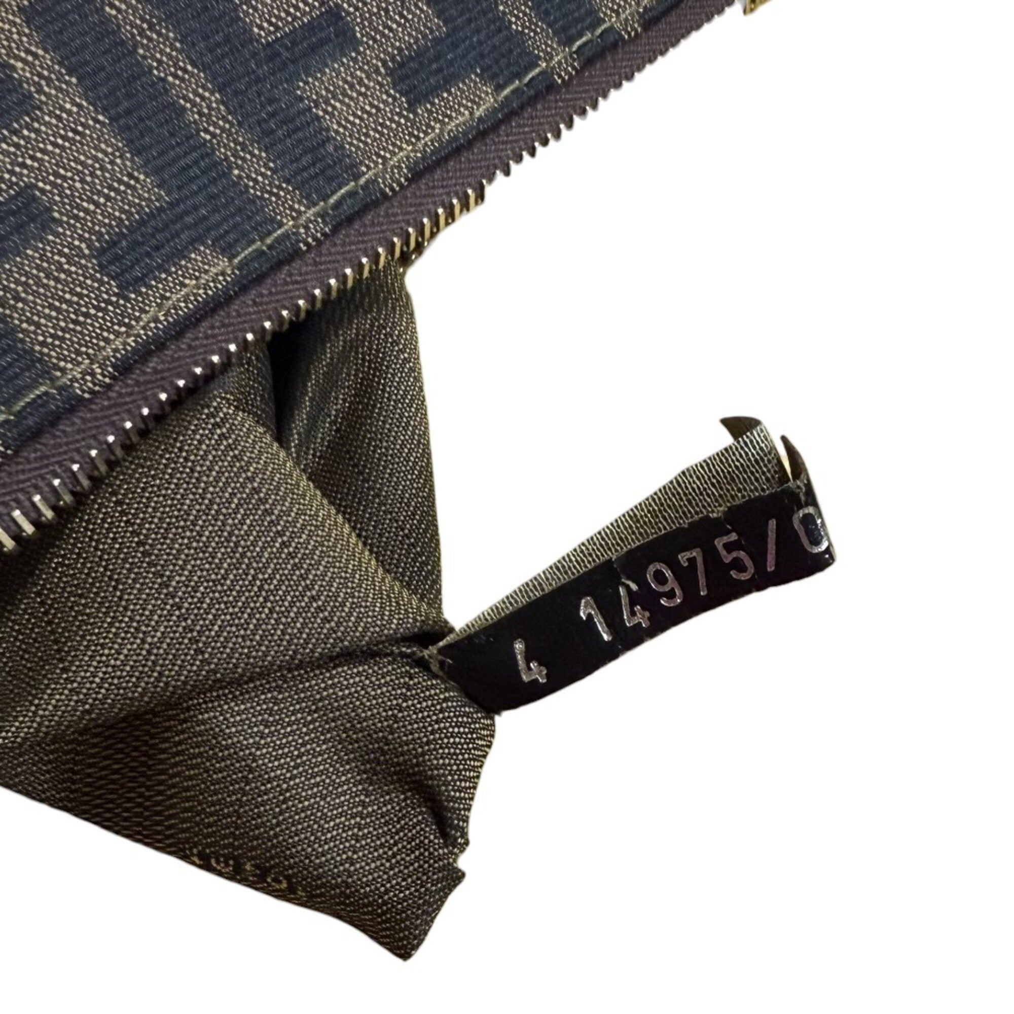 Fendi Zucca Black Brown Canvas Leather Handbag Shoulder Bag (Pre-Owned)