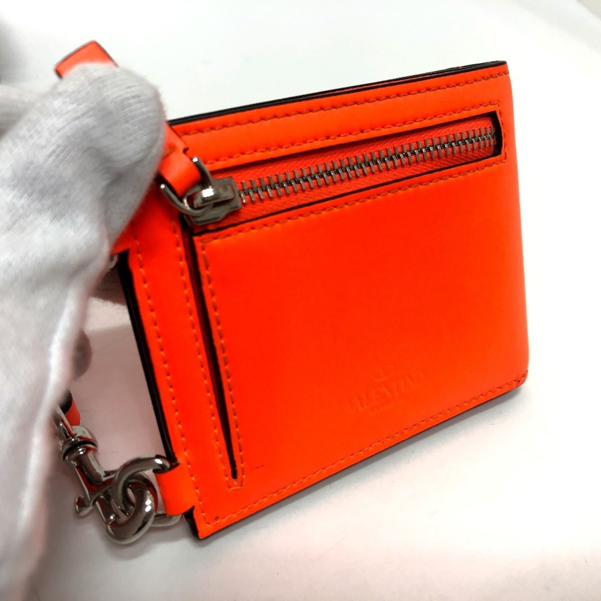 Valentino Orange Leather Wallet (Bi-Fold) (Pre-Owned)