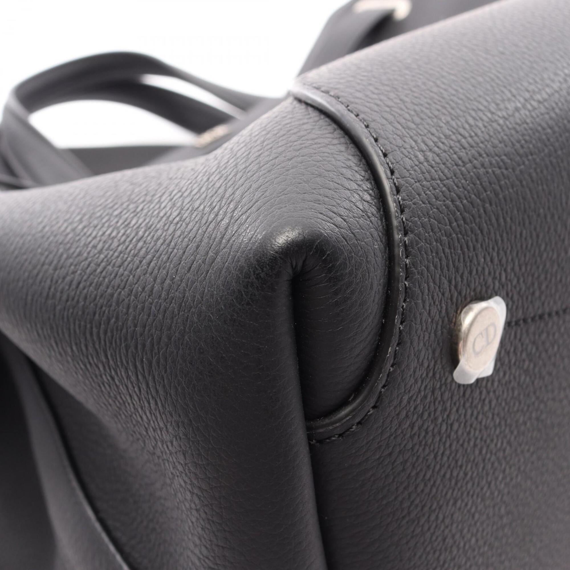Christian Dior Black Leather Handbag Tote Bag (Pre-Owned)