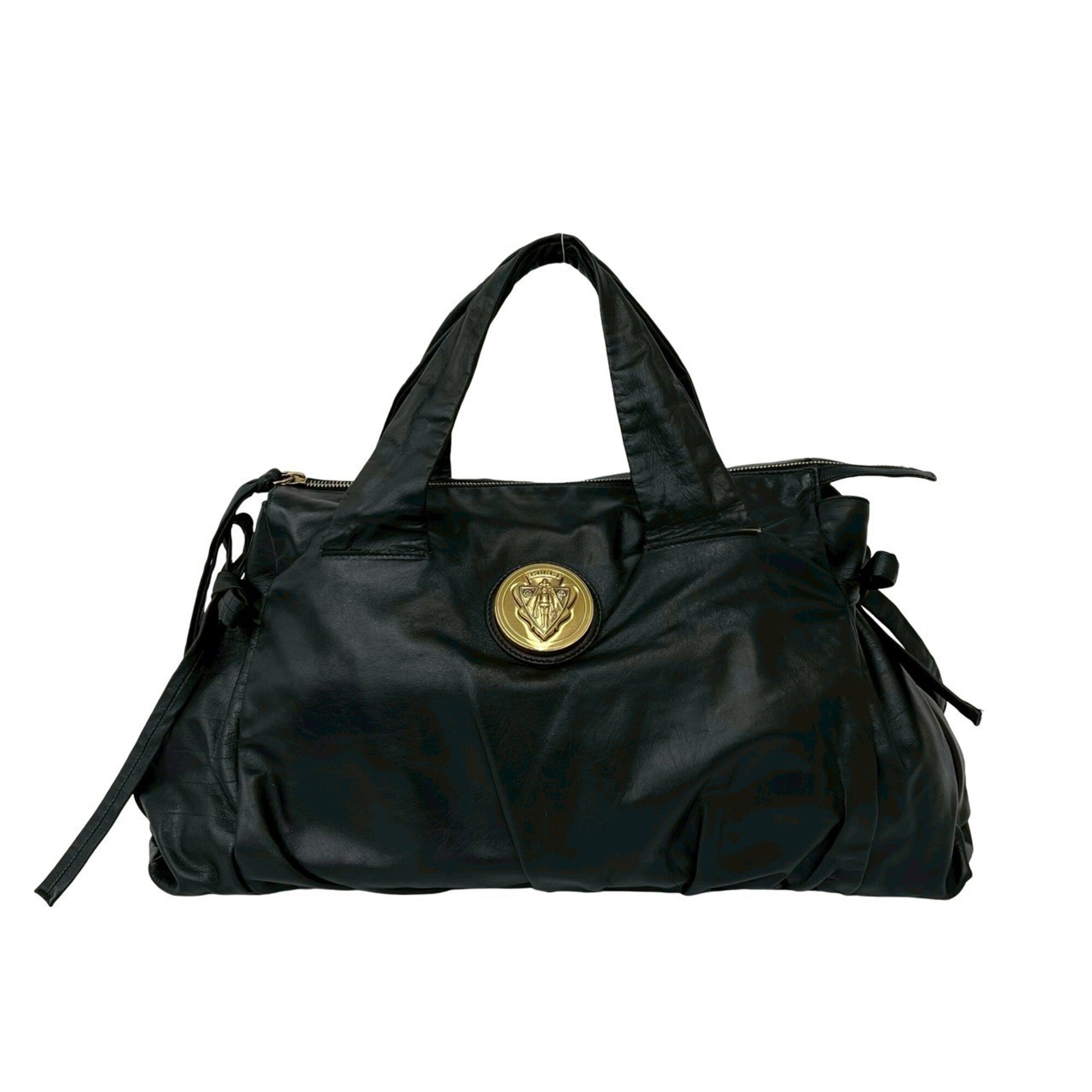 Gucci Black Leather Boston Bag Handbag (Pre-Owned)