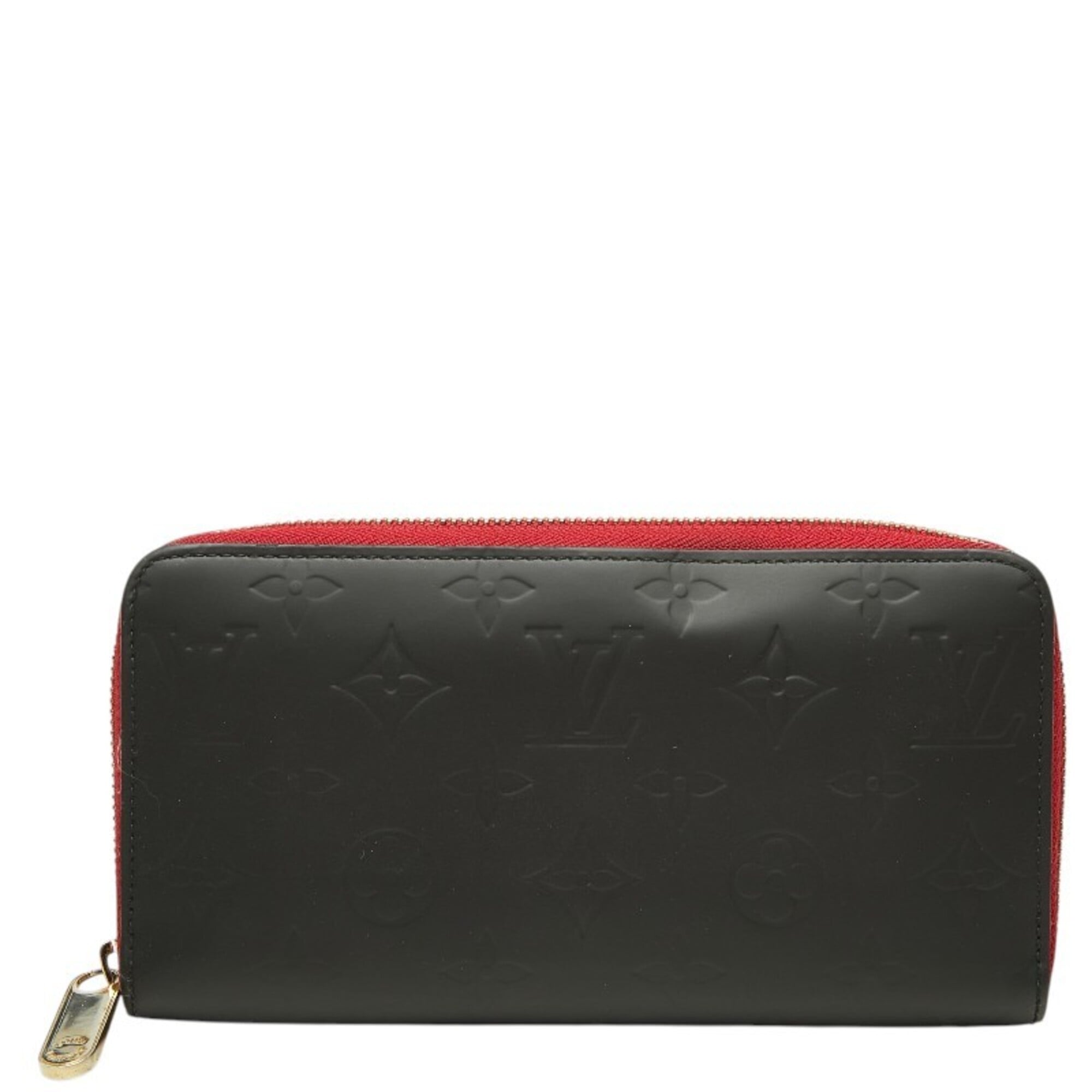 Louis Vuitton Black Red Color Leather Long Wallet (Bi-Fold) (Pre-Owned)