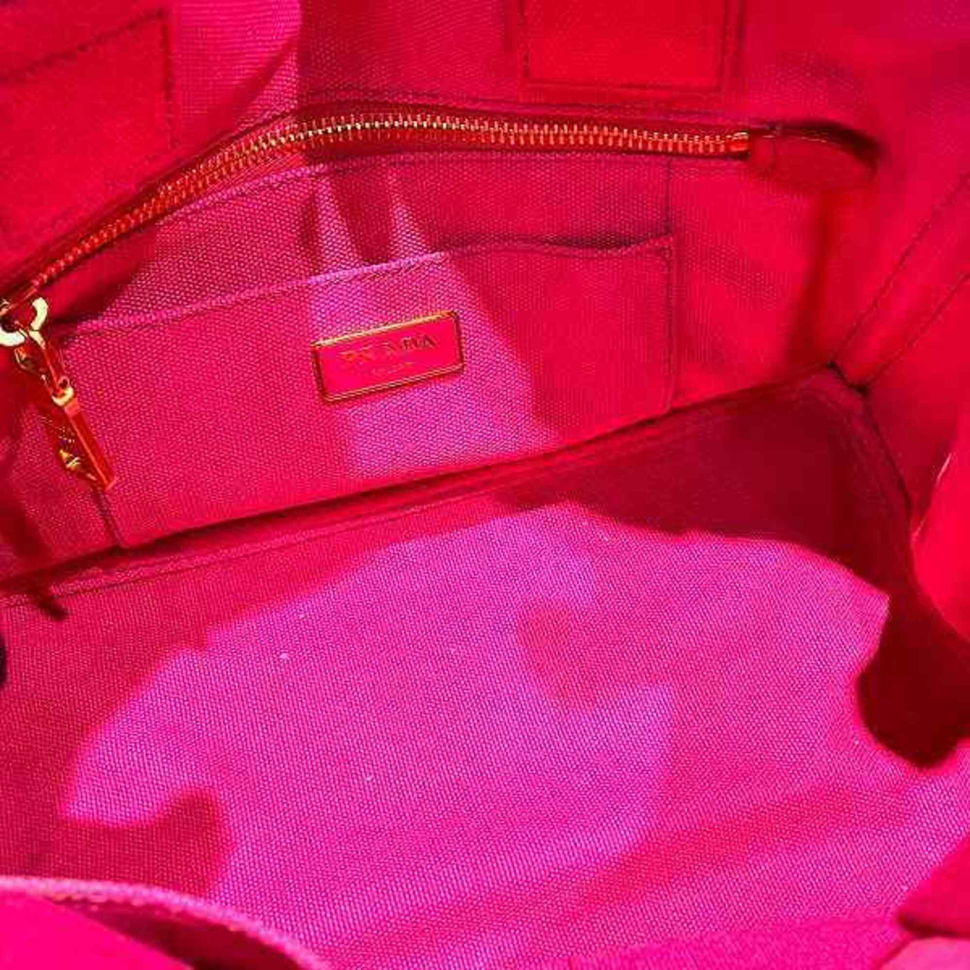 Prada Canapa Pink Canvas Handbag Tote Bag (Pre-Owned)