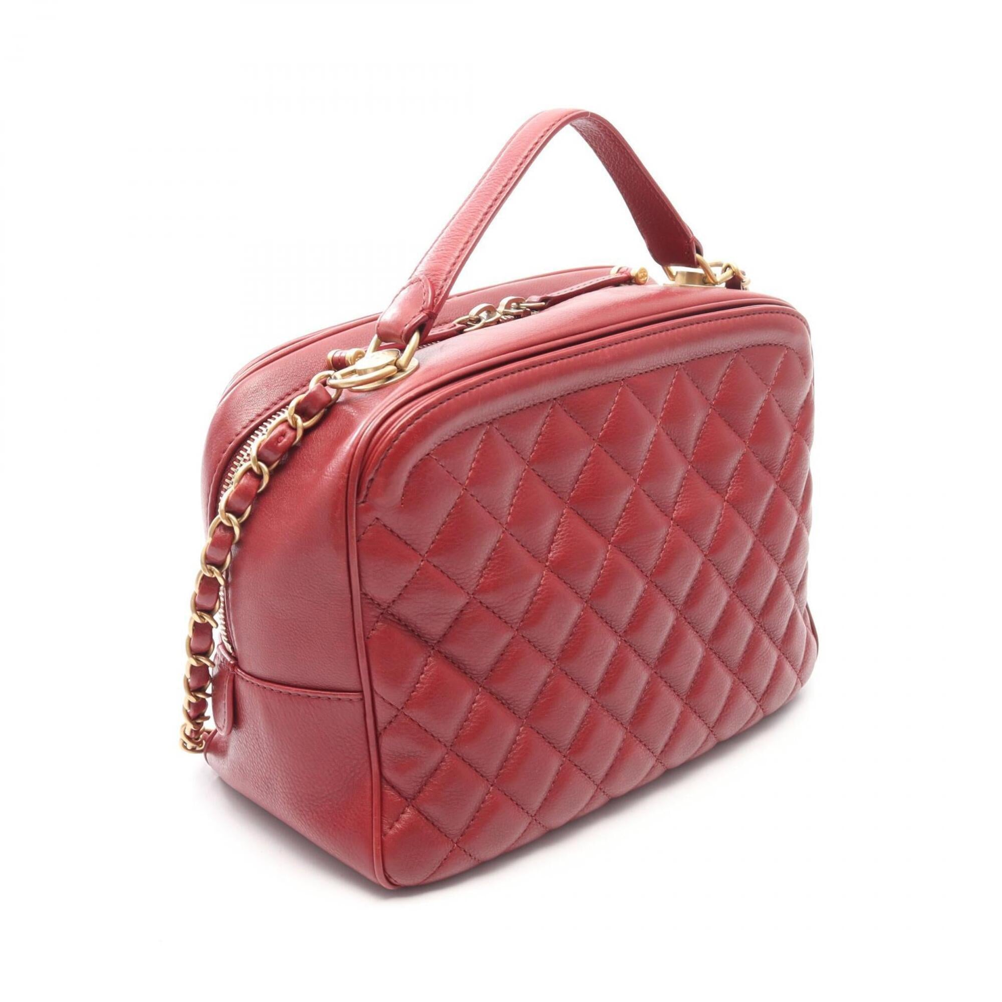 Chanel Red Color Leather Handbag Shoulder Bag (Pre-Owned)