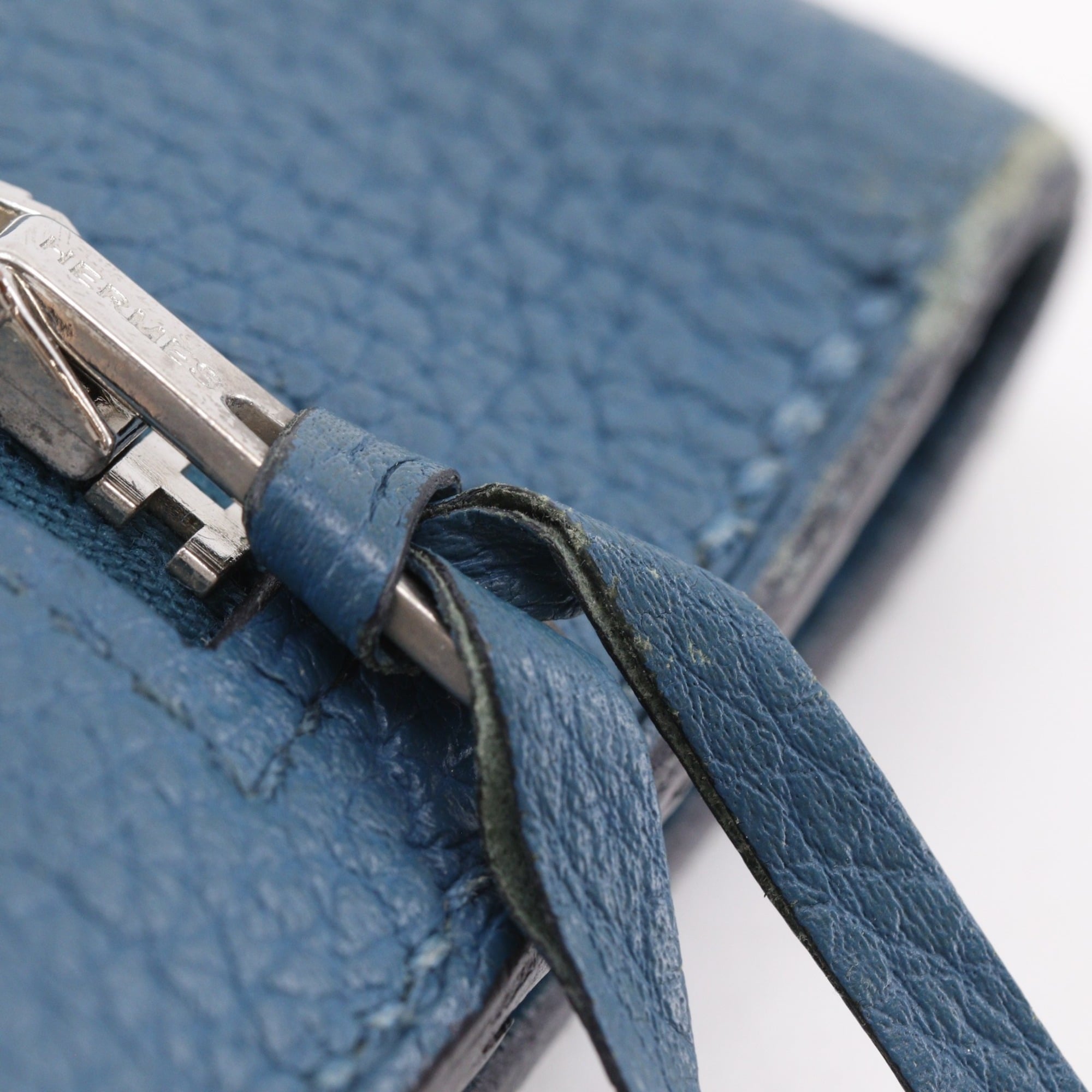Hermes Dogon Blue Taurillon Clemence Leather Long Wallet (Bi-Fold) (Pre-Owned)