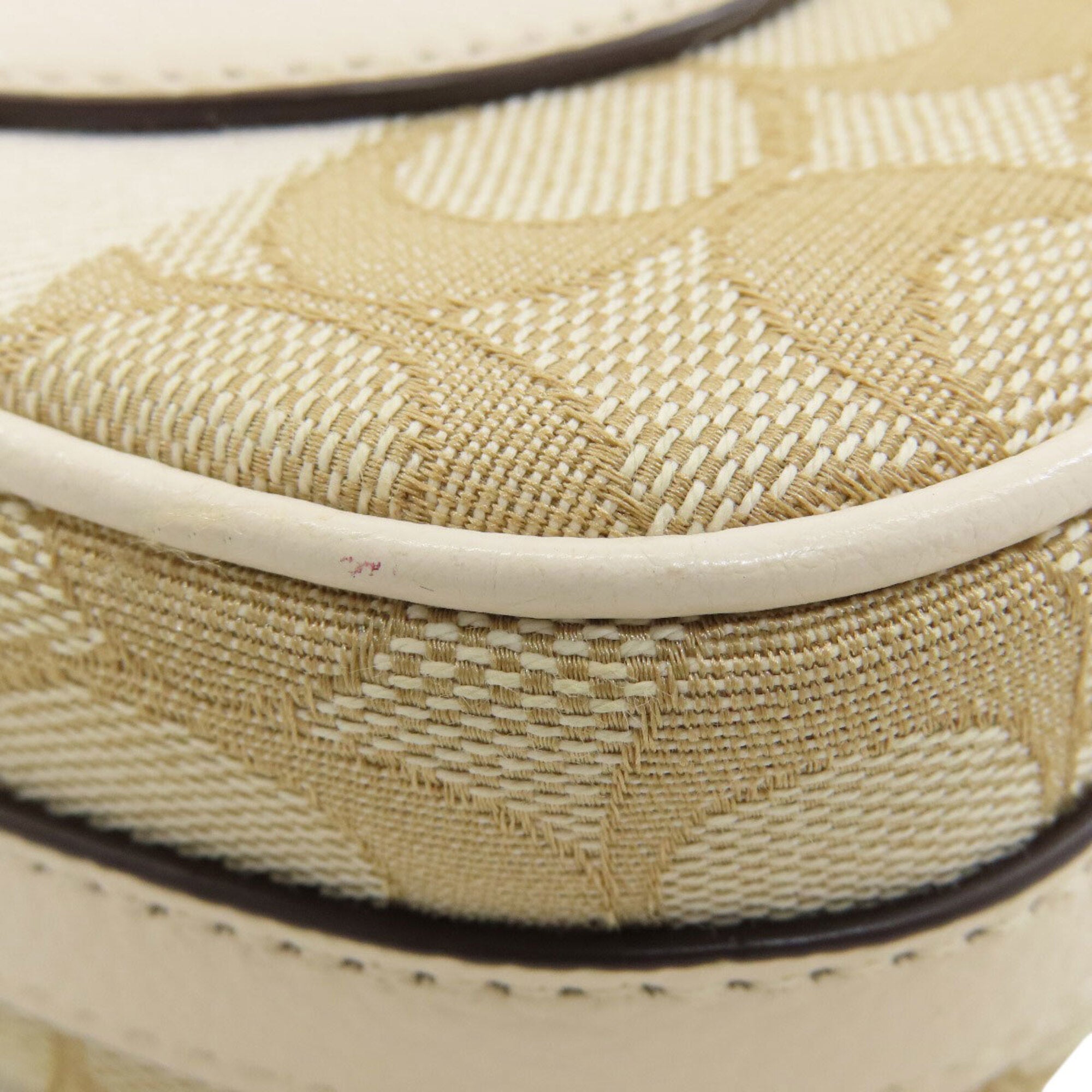 Coach Beige White Canvas Leather Shoulder Bag (Pre-Owned)