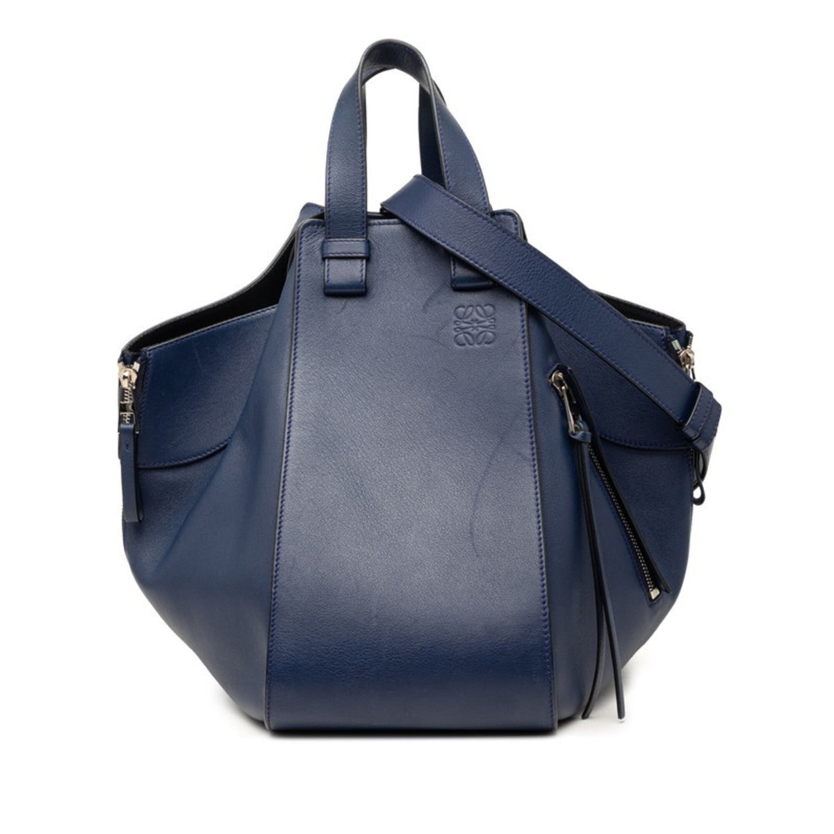 Loewe Navy Leather Handbag Shoulder Bag (Pre-Owned)