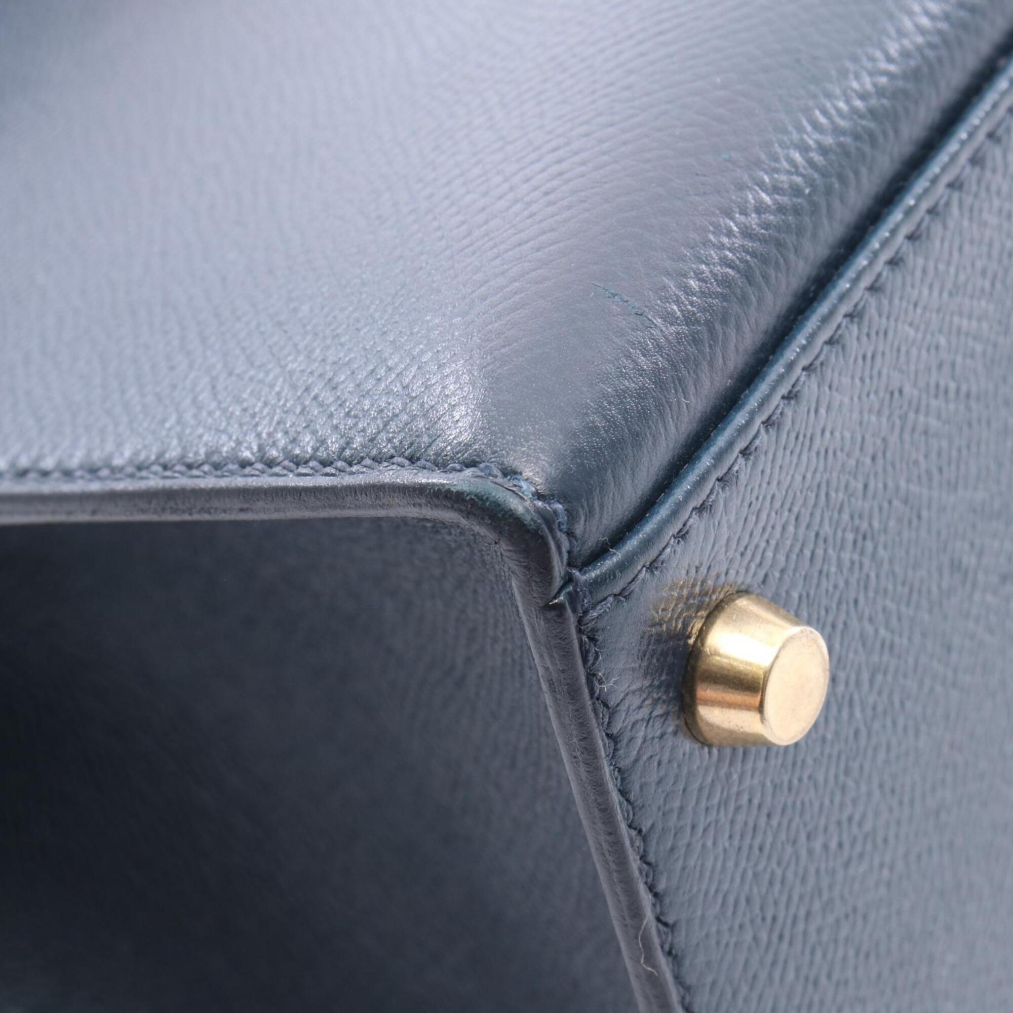 Hermes Blue Indigo Navy Courchevel Leather Handbag (Pre-Owned)