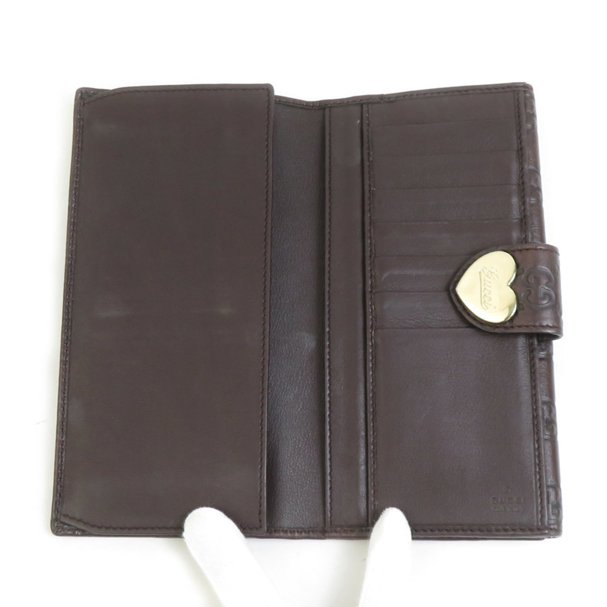 Gucci Dark Brown Leather Long Wallet (Bi-Fold) (Pre-Owned)