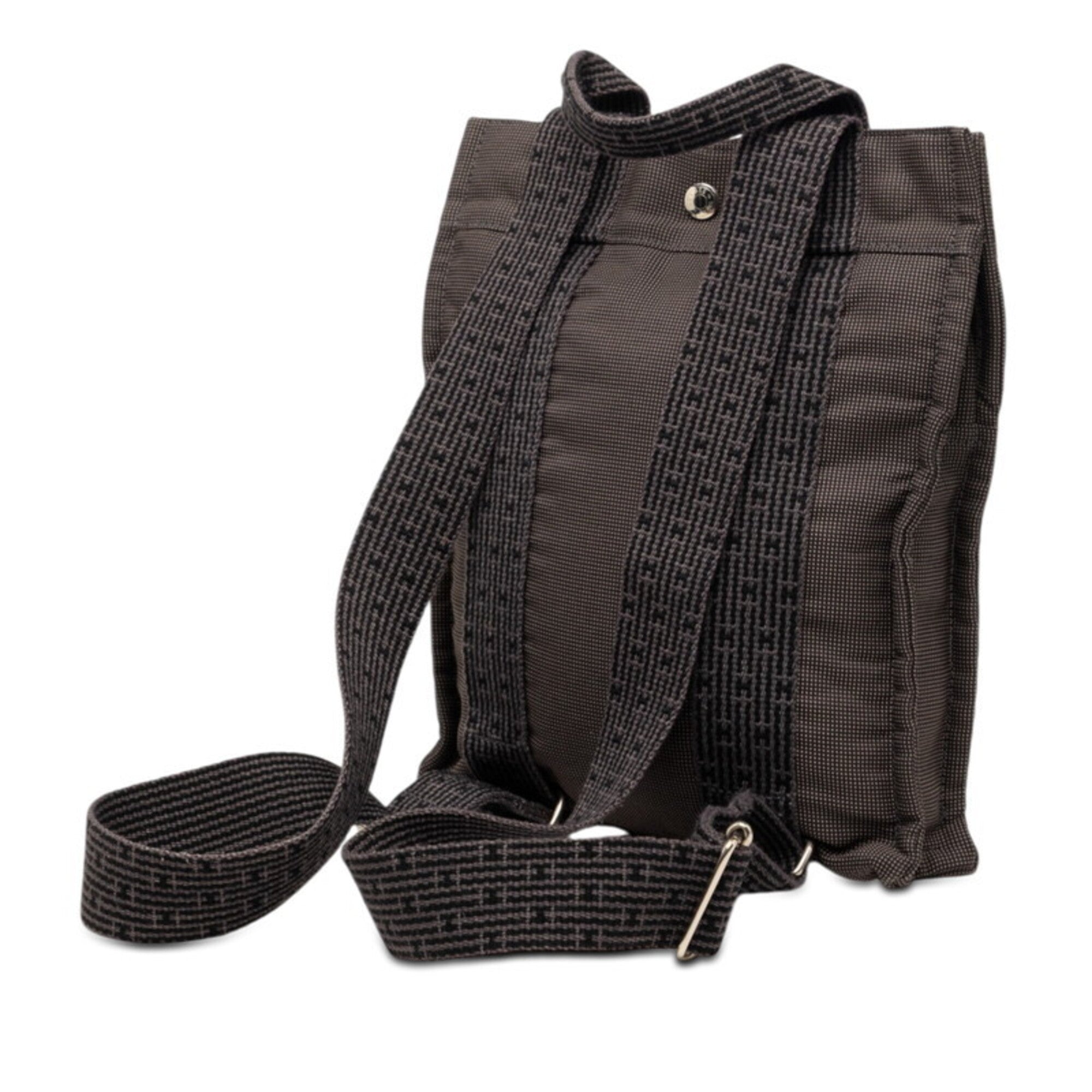 Hermes Her Line Black Gray Canvas Backpack (Pre-Owned)