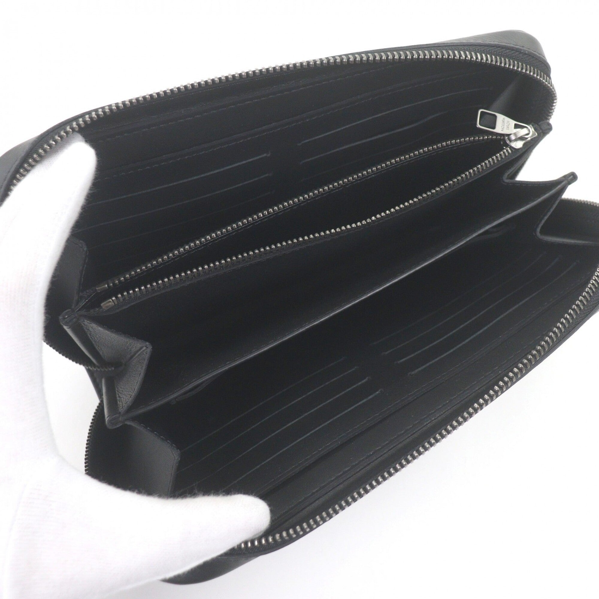 Louis Vuitton Damier Infini Black Leather Long Wallet (Bi-Fold) (Pre-Owned)
