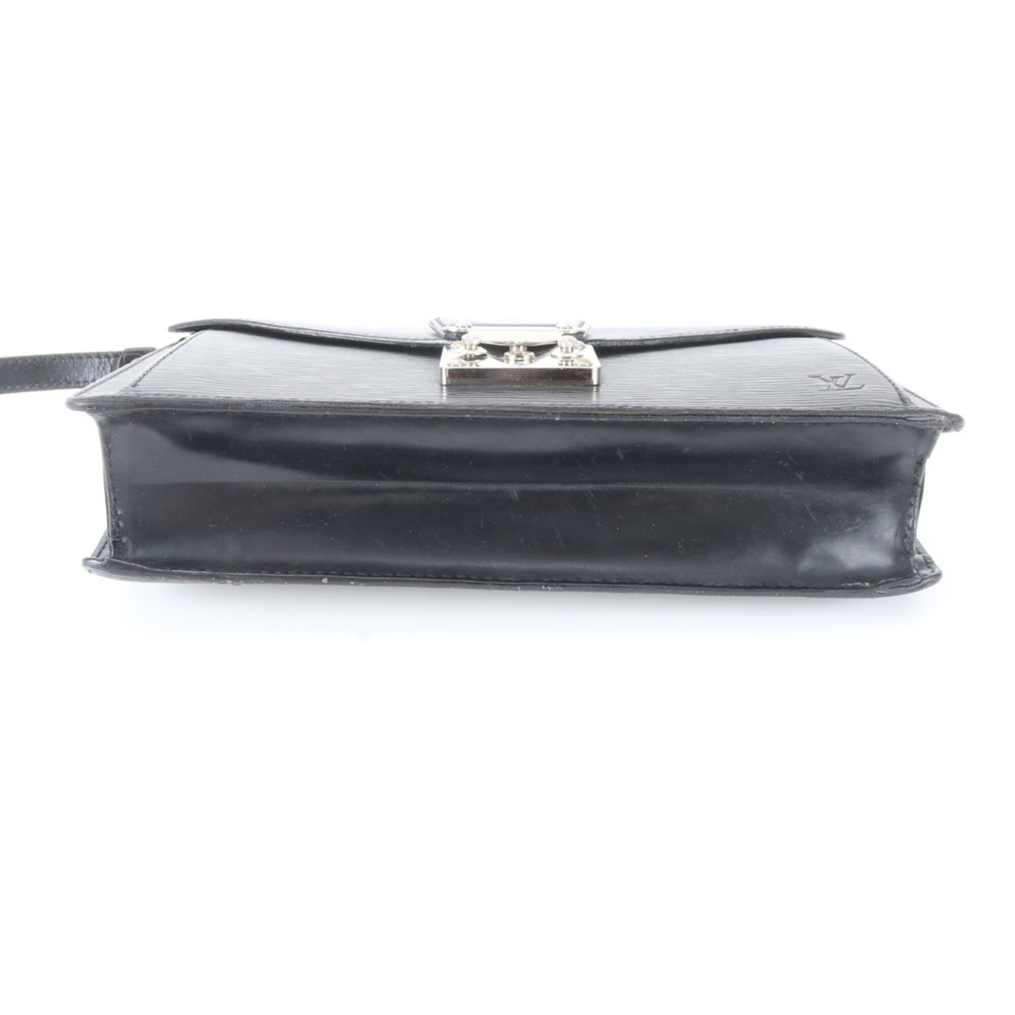 Louis Vuitton Noir Leather Handbag Pochette Pouch (Pre-Owned)