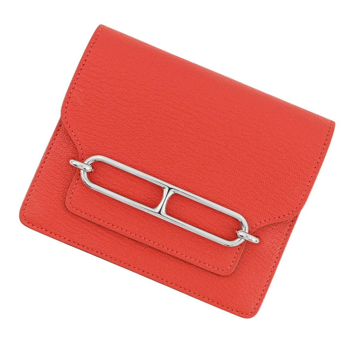 Hermes Red Color Chevre Myzore Leather Wallet (Bi-Fold) (Pre-Owned)