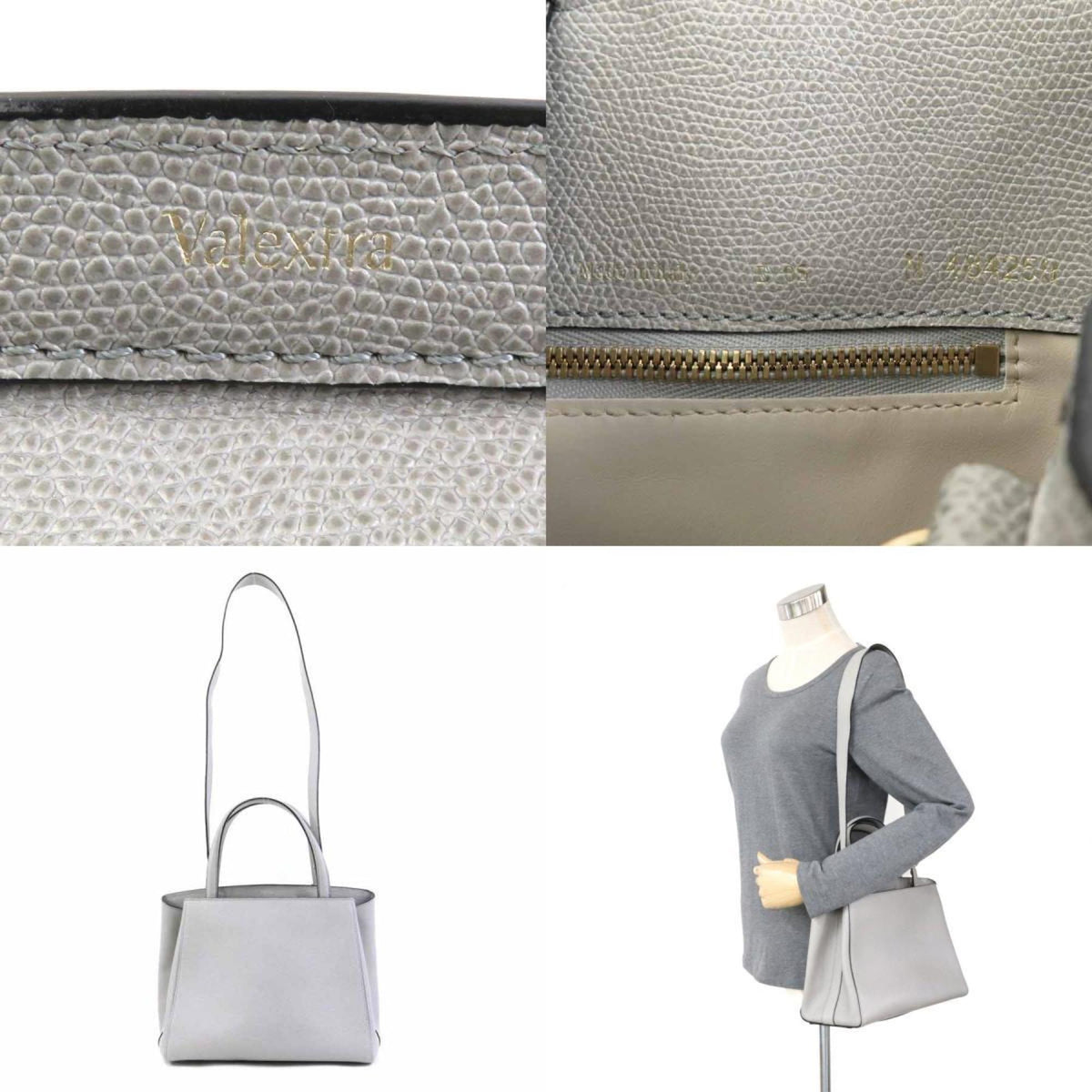 Valextra Gray Leather Handbag Shoulder Bag (Pre-Owned)