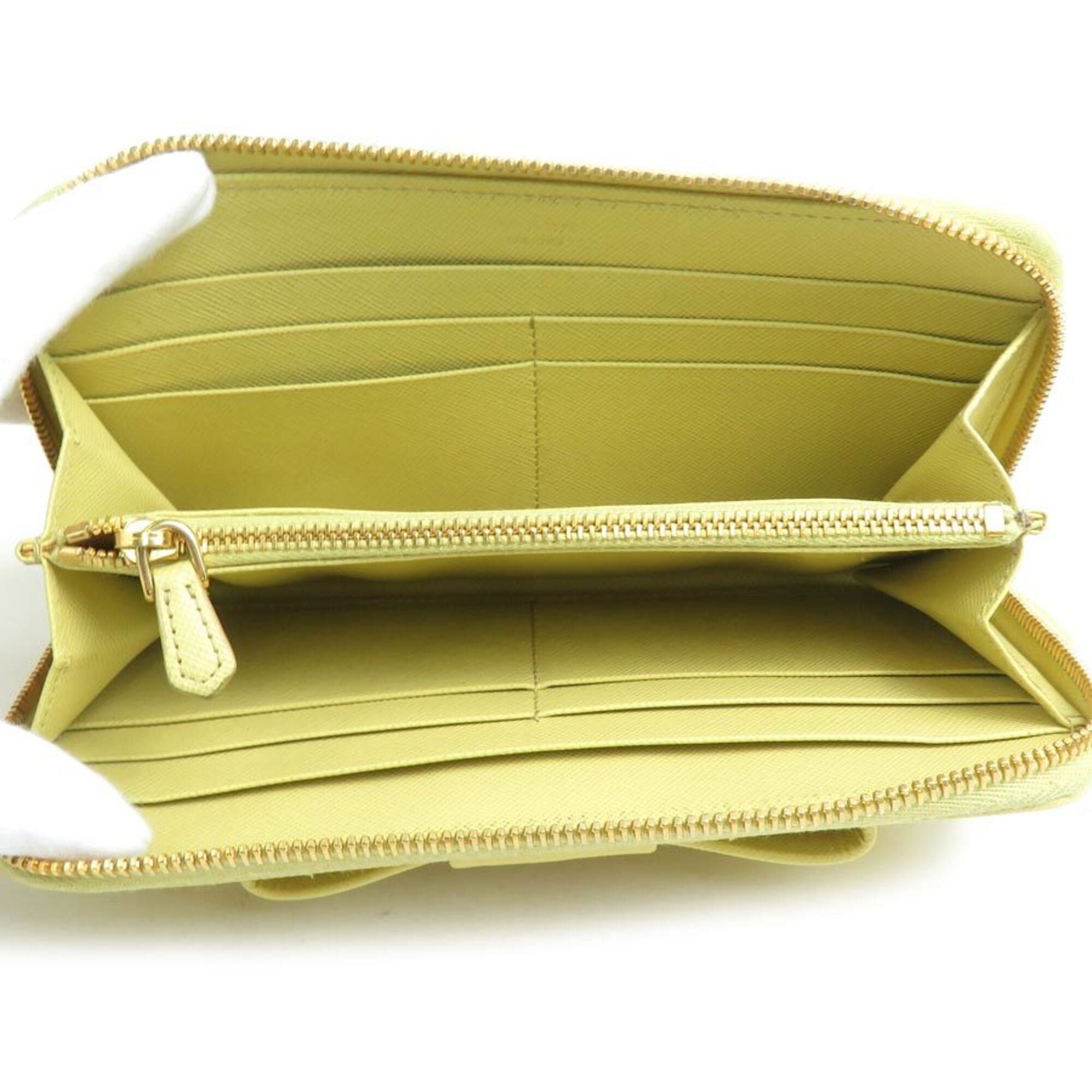 Prada Yellow Leather Long Wallet (Bi-Fold) (Pre-Owned)