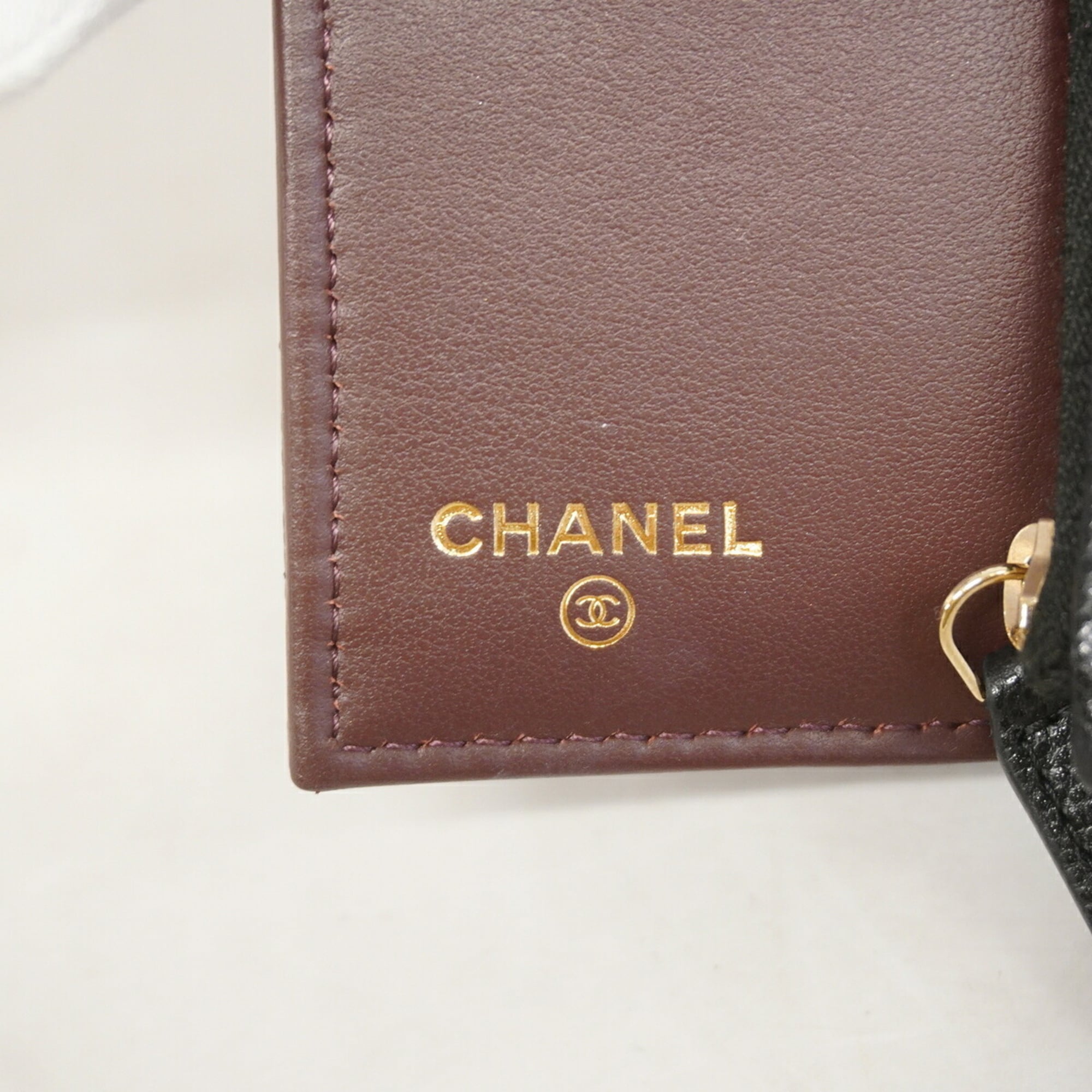 Chanel Black Grained Calfskin Wallet (Tri-Fold) (Pre-Owned)