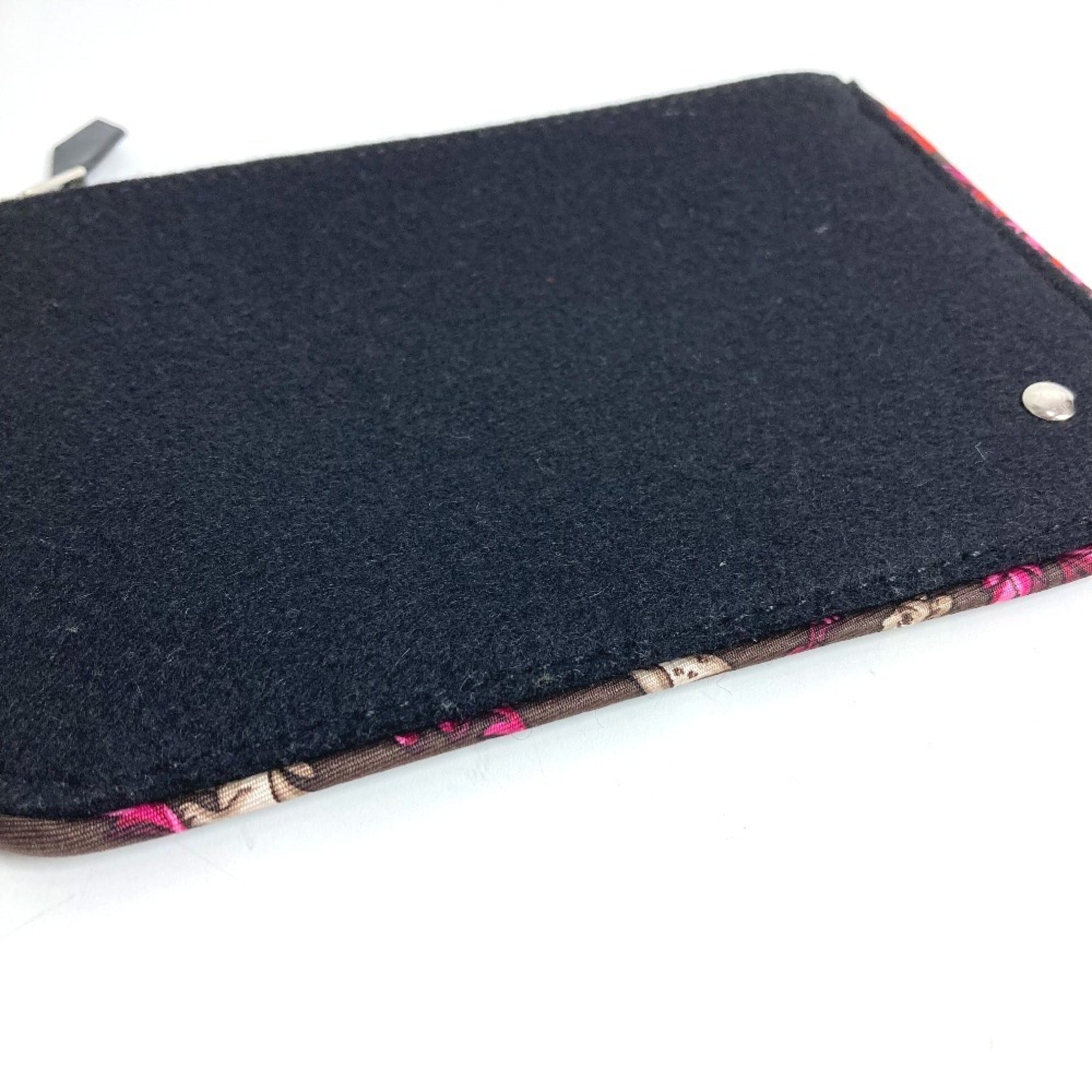 Hermes Sellier Black Multi-Color Felt Silk Pouch Wash Bag (Pre-Owned)