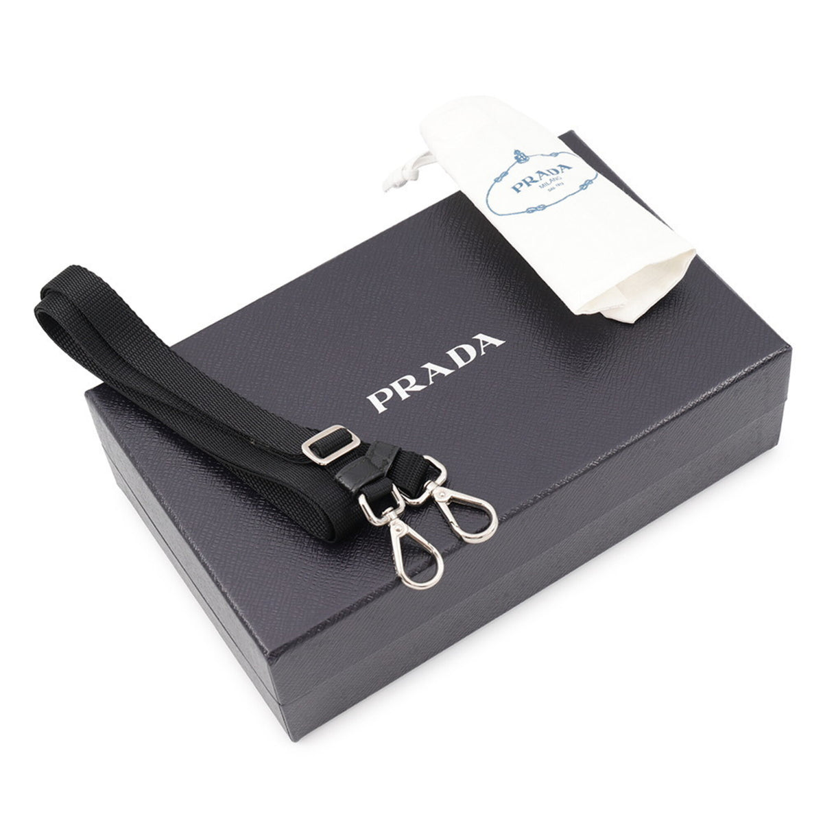 Prada Black Navy Canvas Leather Handbag Shoulder Bag (Pre-Owned)