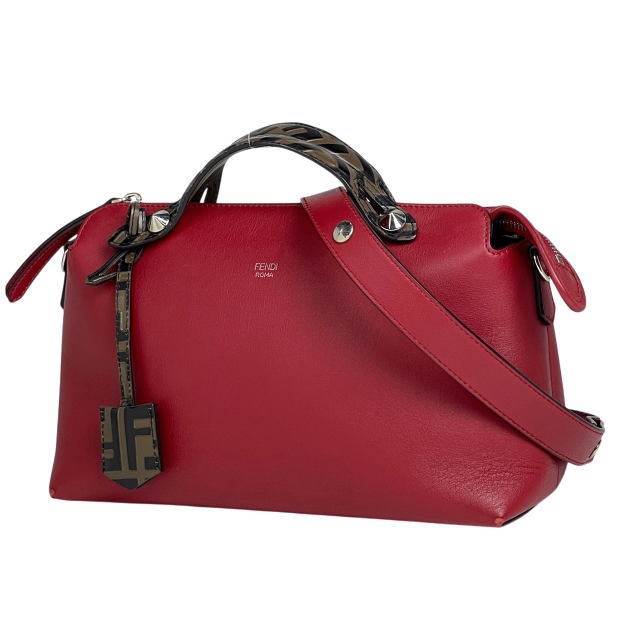 Fendi Red Color Leather Shoulder Bag (Pre-Owned)