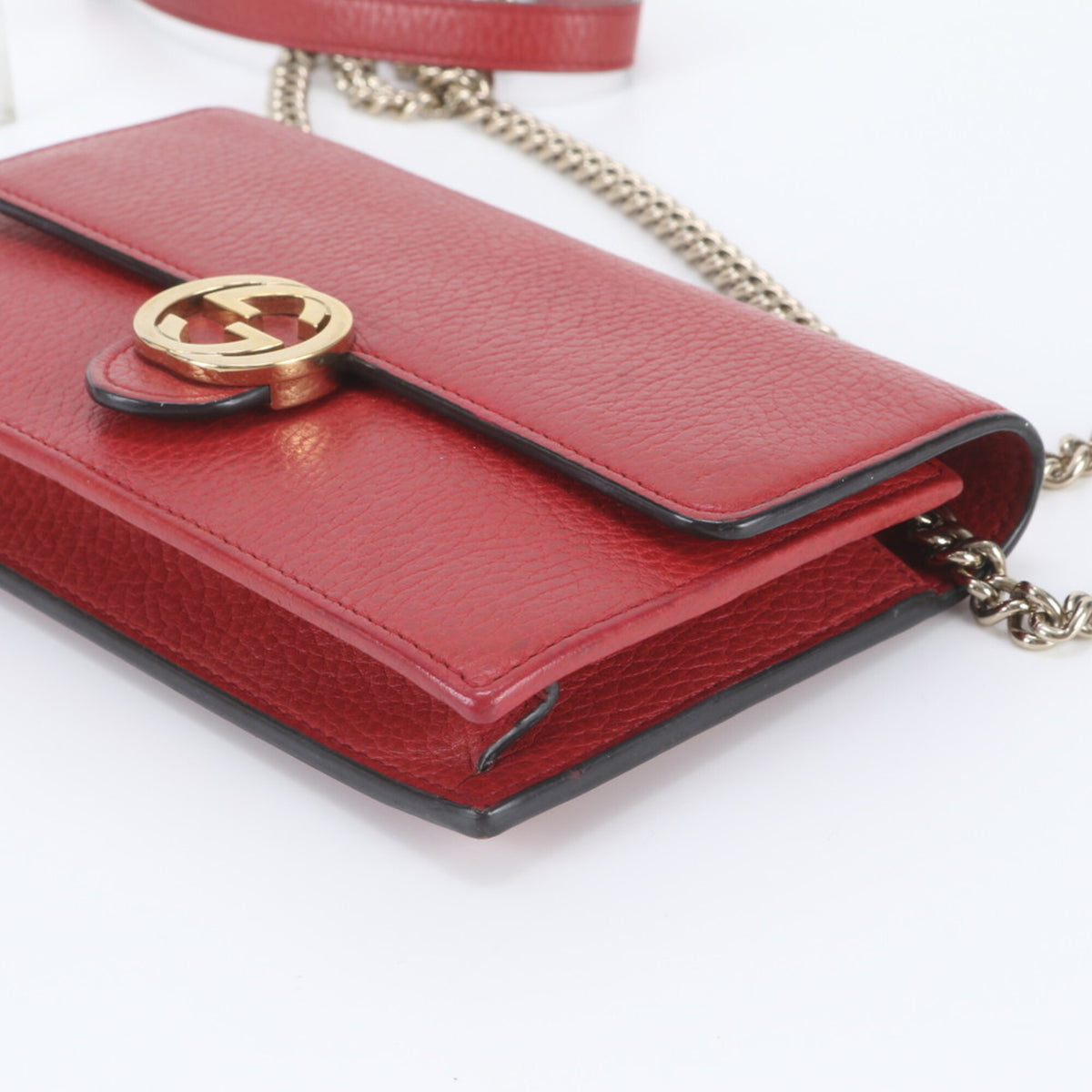 Gucci Red Color Leather Clutch Bag Shoulder Bag (Pre-Owned)