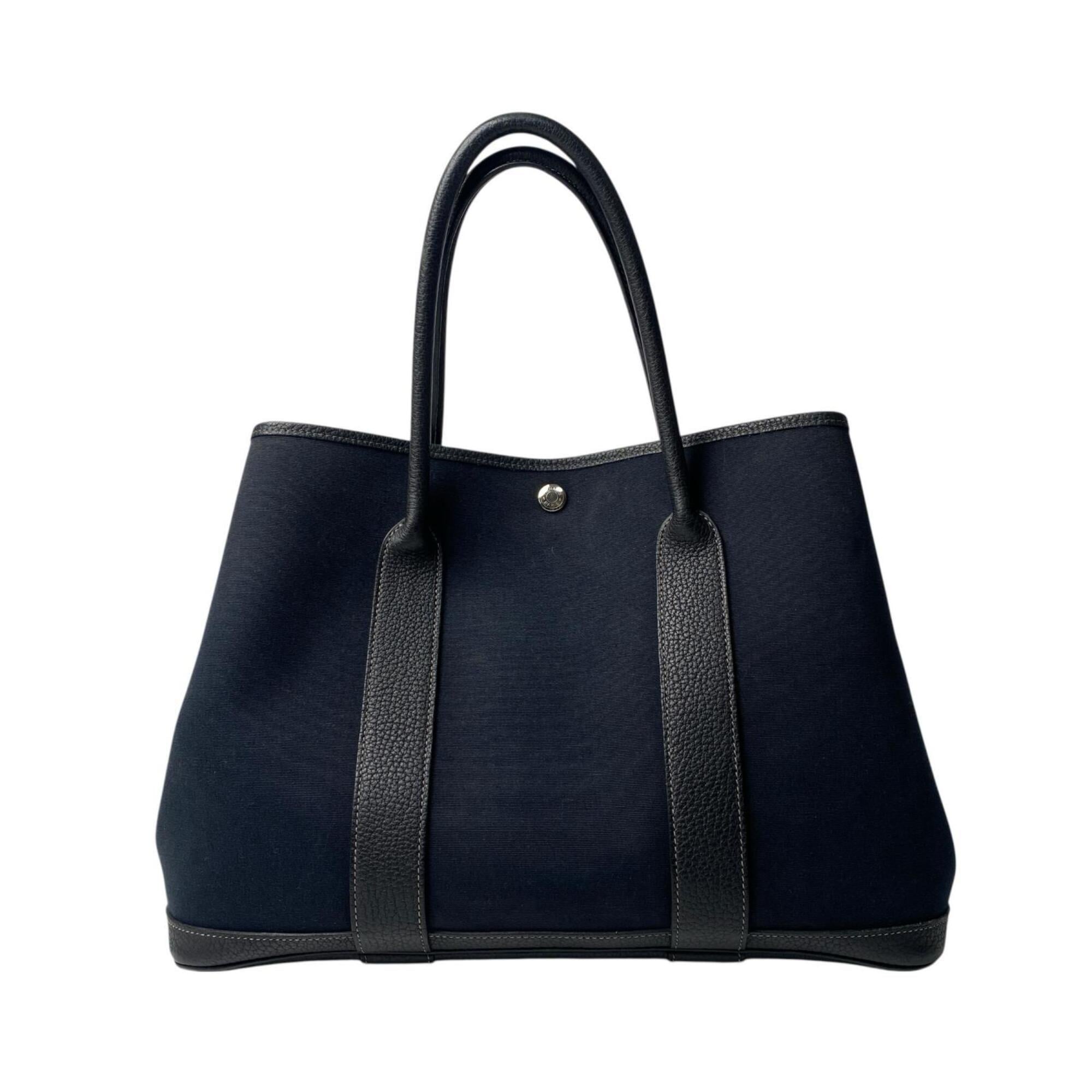 Hermes Black Canvas Leather Tote Bag (Pre-Owned)