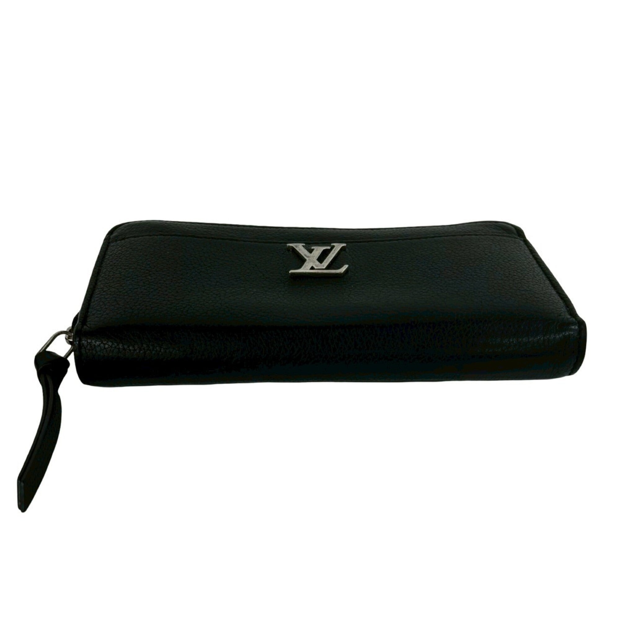 Louis Vuitton Black Leather Long Wallet (Bi-Fold) (Pre-Owned)