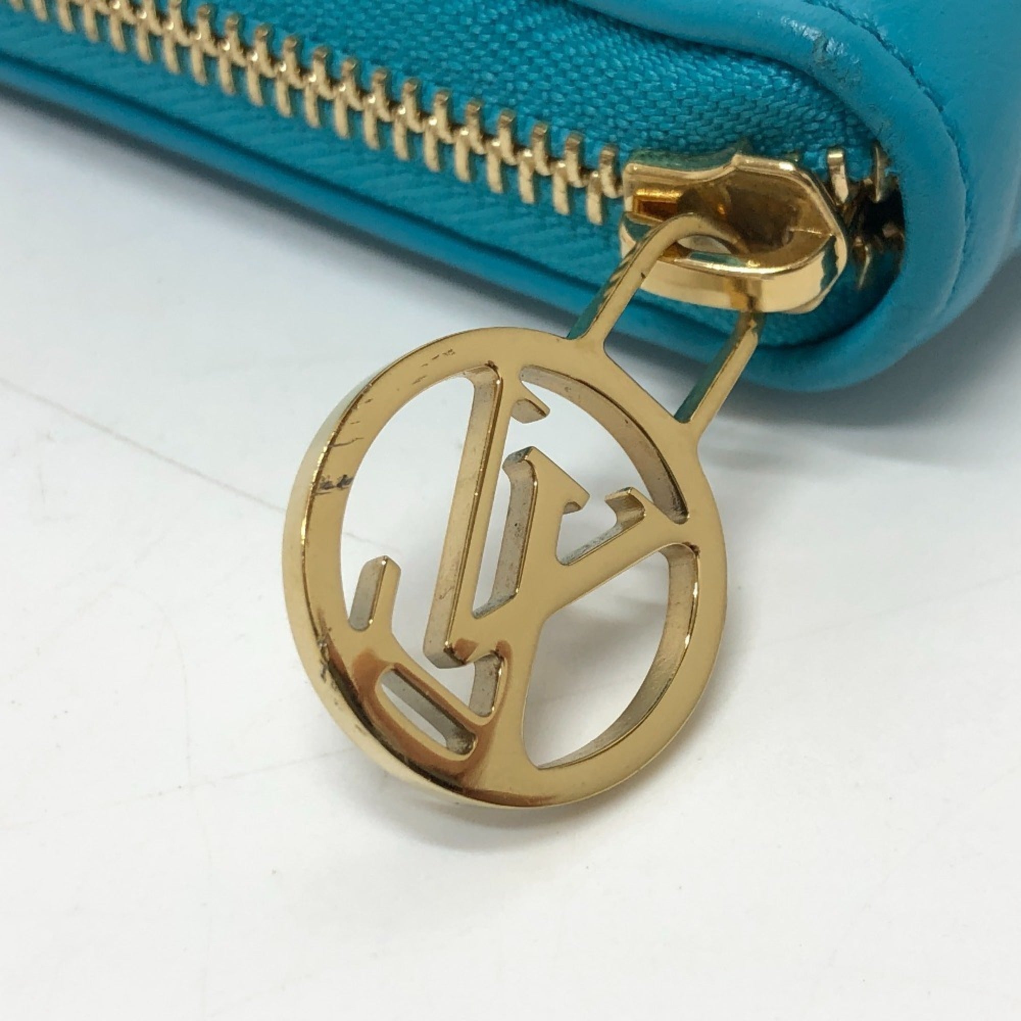 Louis Vuitton Monogram Gold Blue Leather Long Wallet (Bi-Fold) (Pre-Owned)