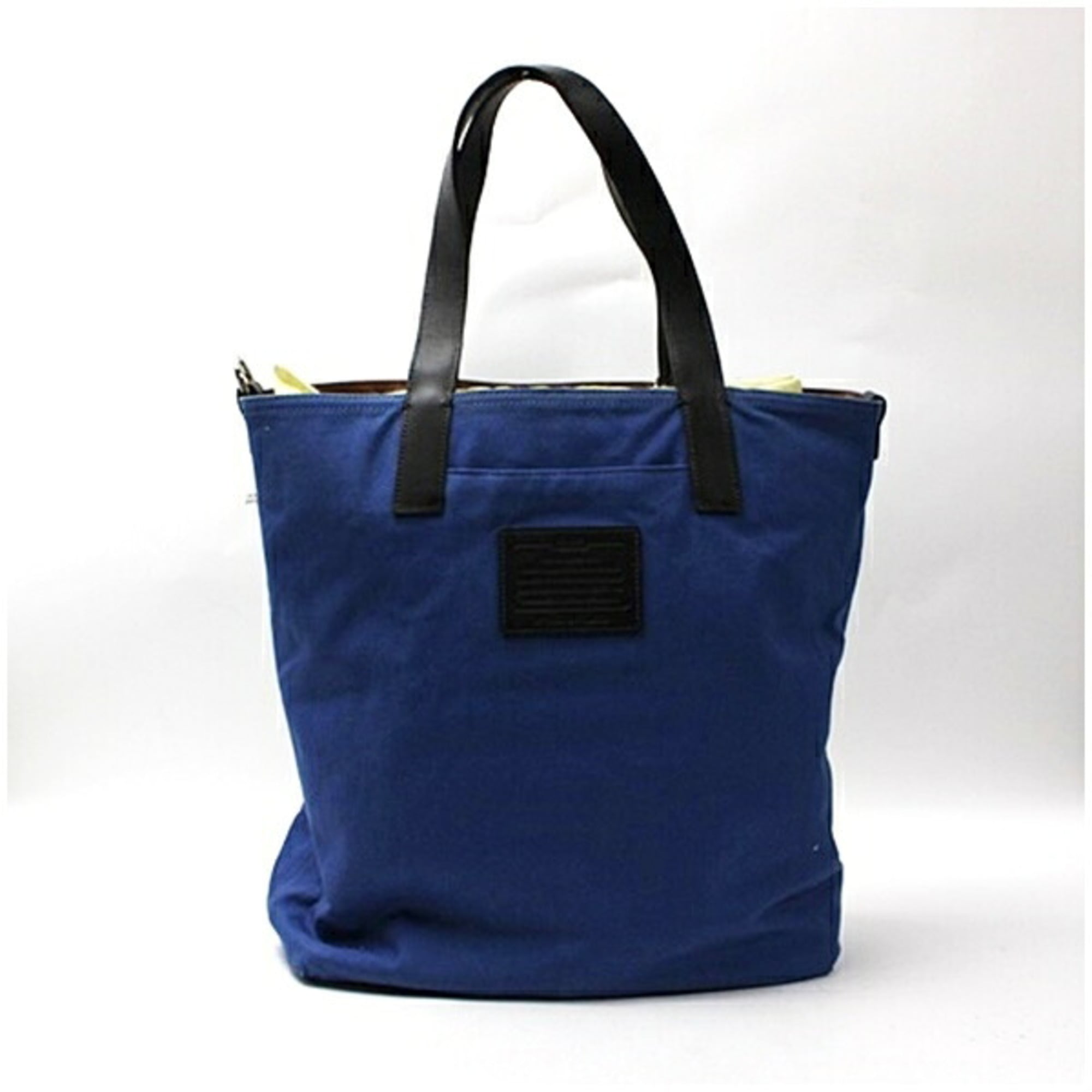 Coach Blue Brown White Leather Canvas Tote Bag (Pre-Owned)